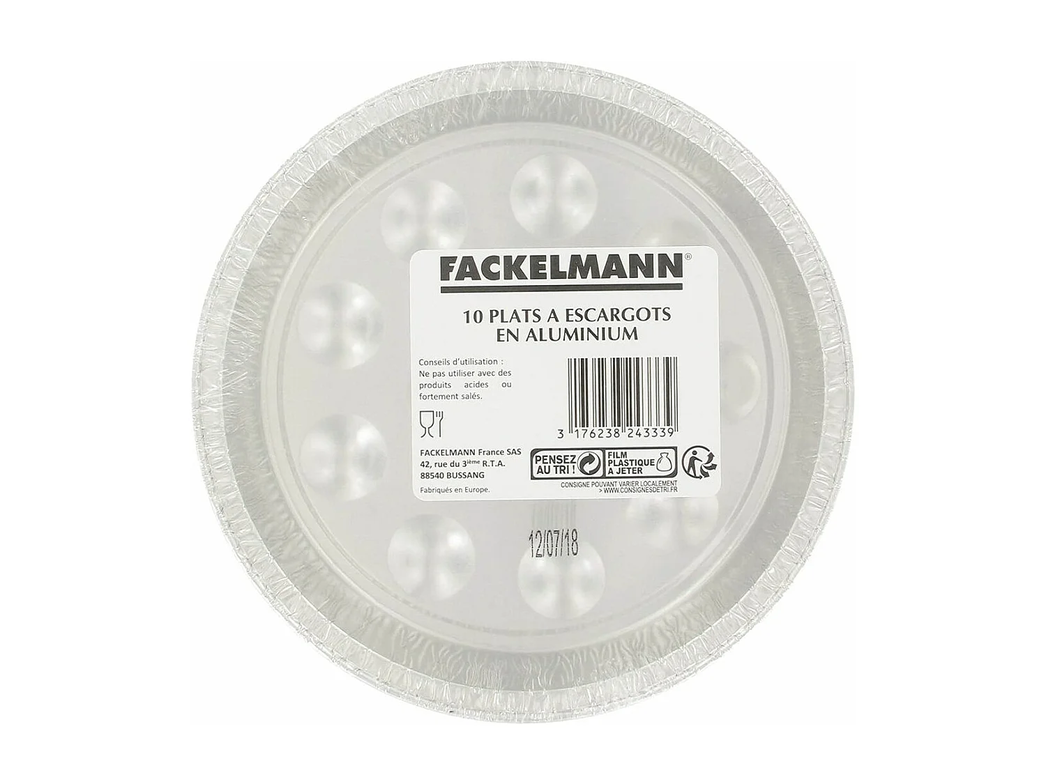 Lot de 10 plats à escargots en aluminium 17,5 cm Fackelmann