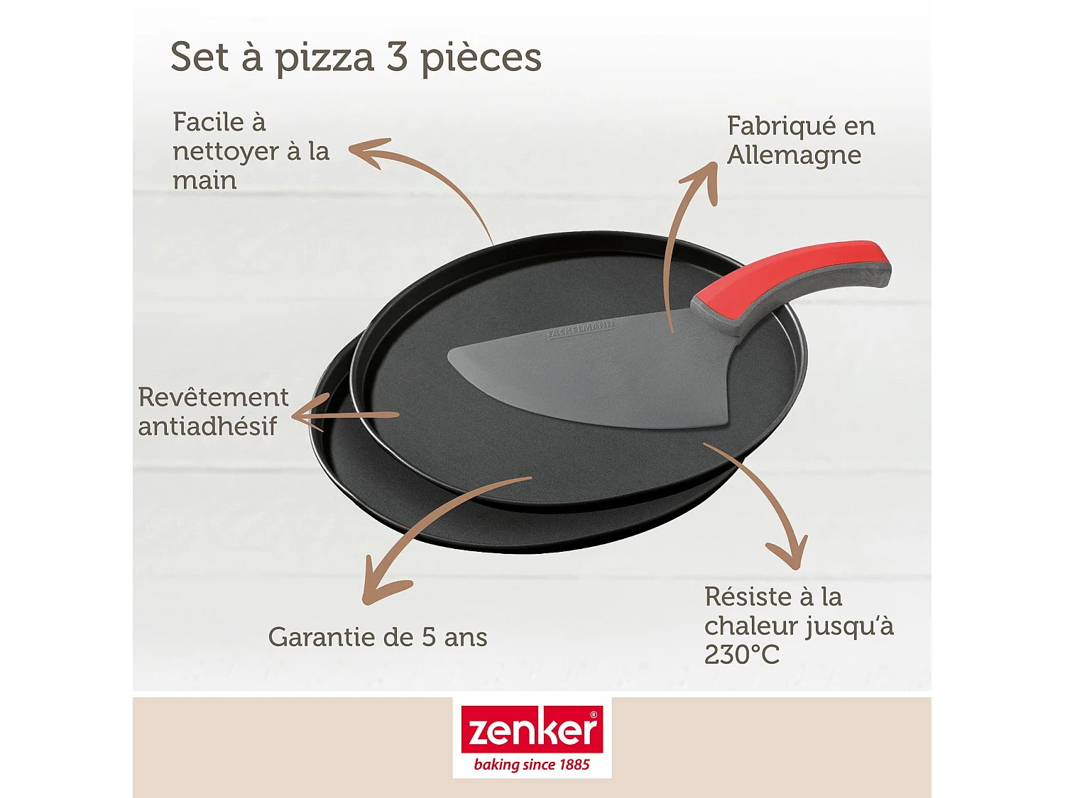 Set à pizza 3 pièces 29 cm Zenker Spécial Countries