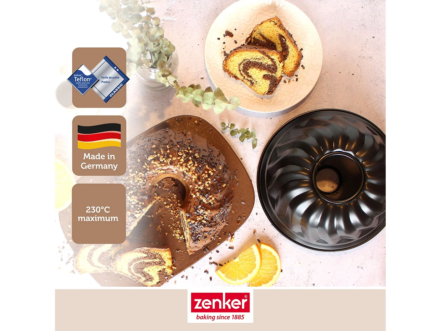 Moule à kouglofs 25 cm et moule à savarin 28 cm Zenker Black Metallic