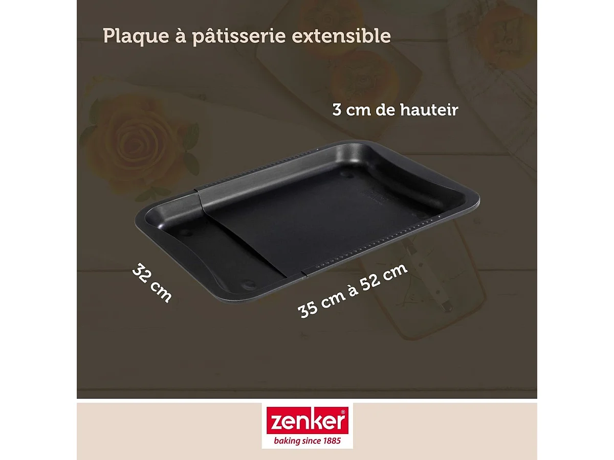 Plaque de four extensible de 35-52 x 32 cm Zenker Black Metallic