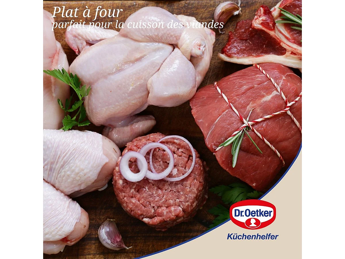 Plat à four avec couvercle en acier émaillé 42 x 34 cm Dr. Oetker Back-Idee Kreativ