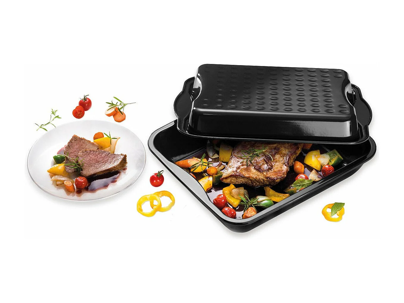 Plat à four avec couvercle en acier émaillé 42 x 34 cm Dr. Oetker Back-Idee Kreativ