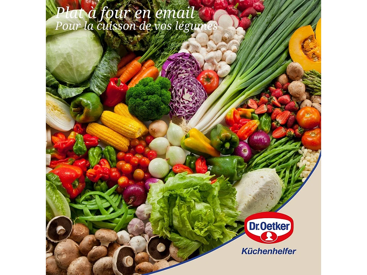 Plat à four avec couvercle en acier émaillé 42 x 34 cm Dr. Oetker Back-Idee Kreativ