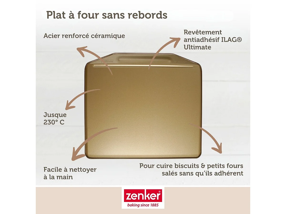 Plaque à pâtisserie sans rebords 36 x 33 cm Zenker Mojave Gold
