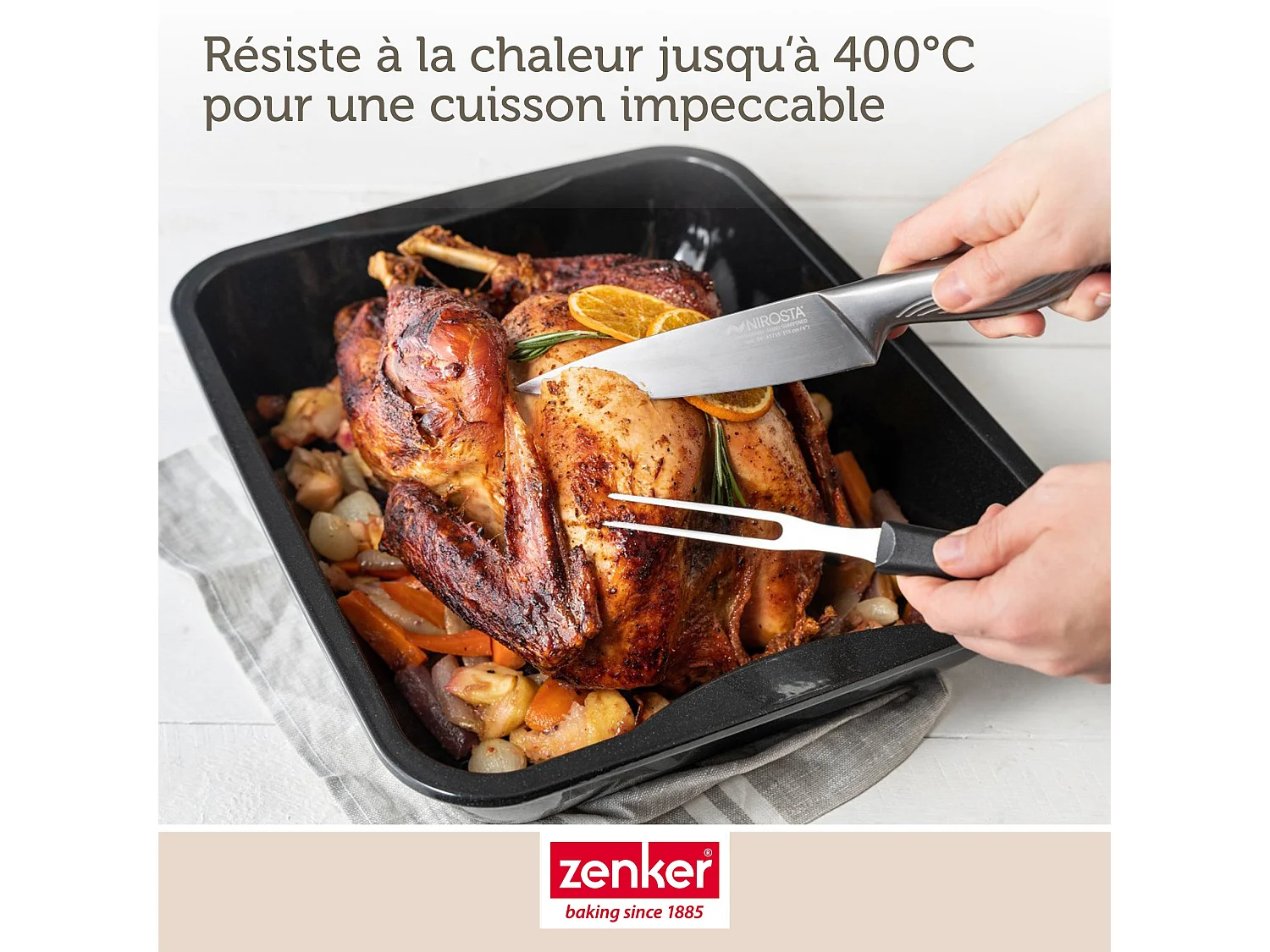 Plat à four XXL rectangle en acier émaillé 40 x 34 cm Zenker Spécial cooking
