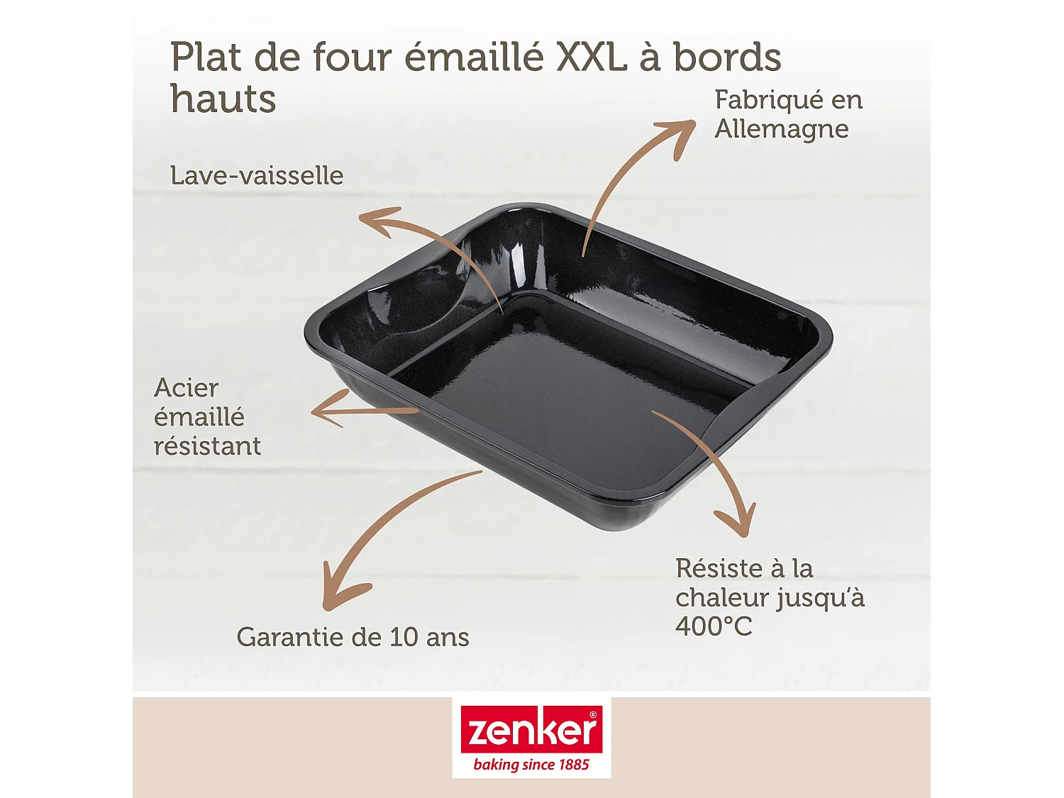 Plat à four XXL rectangle en acier émaillé 40 x 34 cm Zenker Spécial cooking