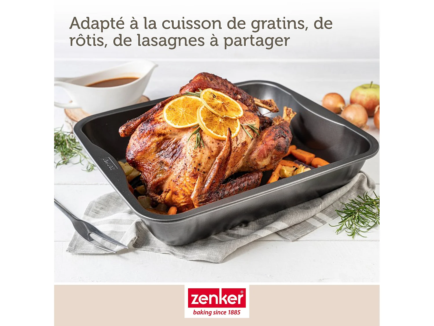 Plat à four XXL rectangle en acier émaillé 40 x 34 cm Zenker Spécial cooking