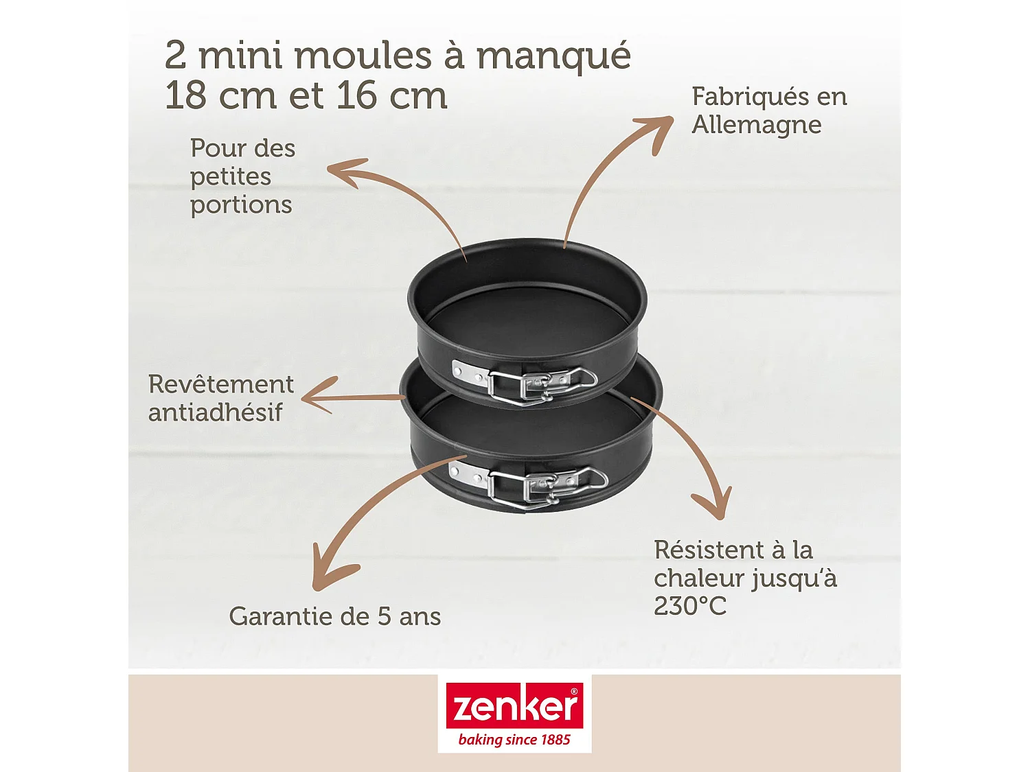 Lot de 2 mini moules à manqué à charnière de 16 cm et 18 cm Zenker Special Mini