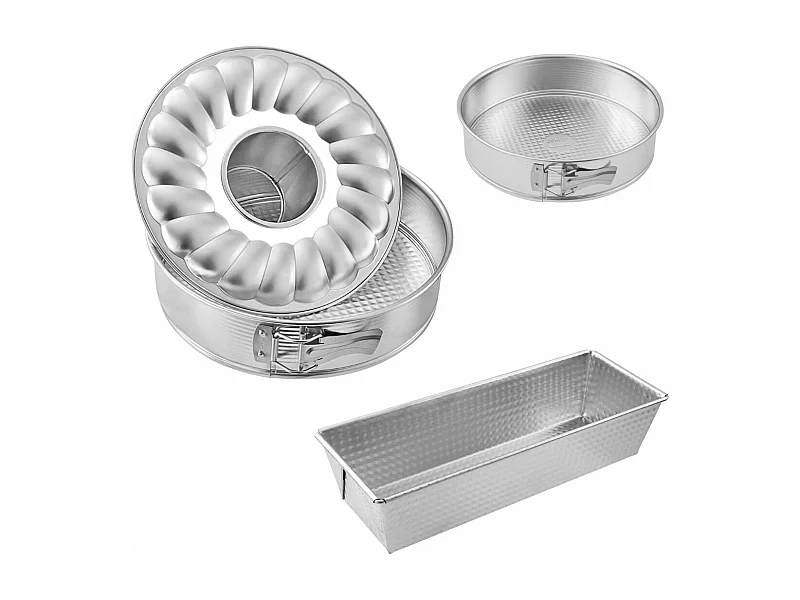 Ensemble de 3 moules à gâteaux avec moule à cake 30 cm + moule manqué 18 cm + moule à manqué et savarin 26 cm Zenker Silver