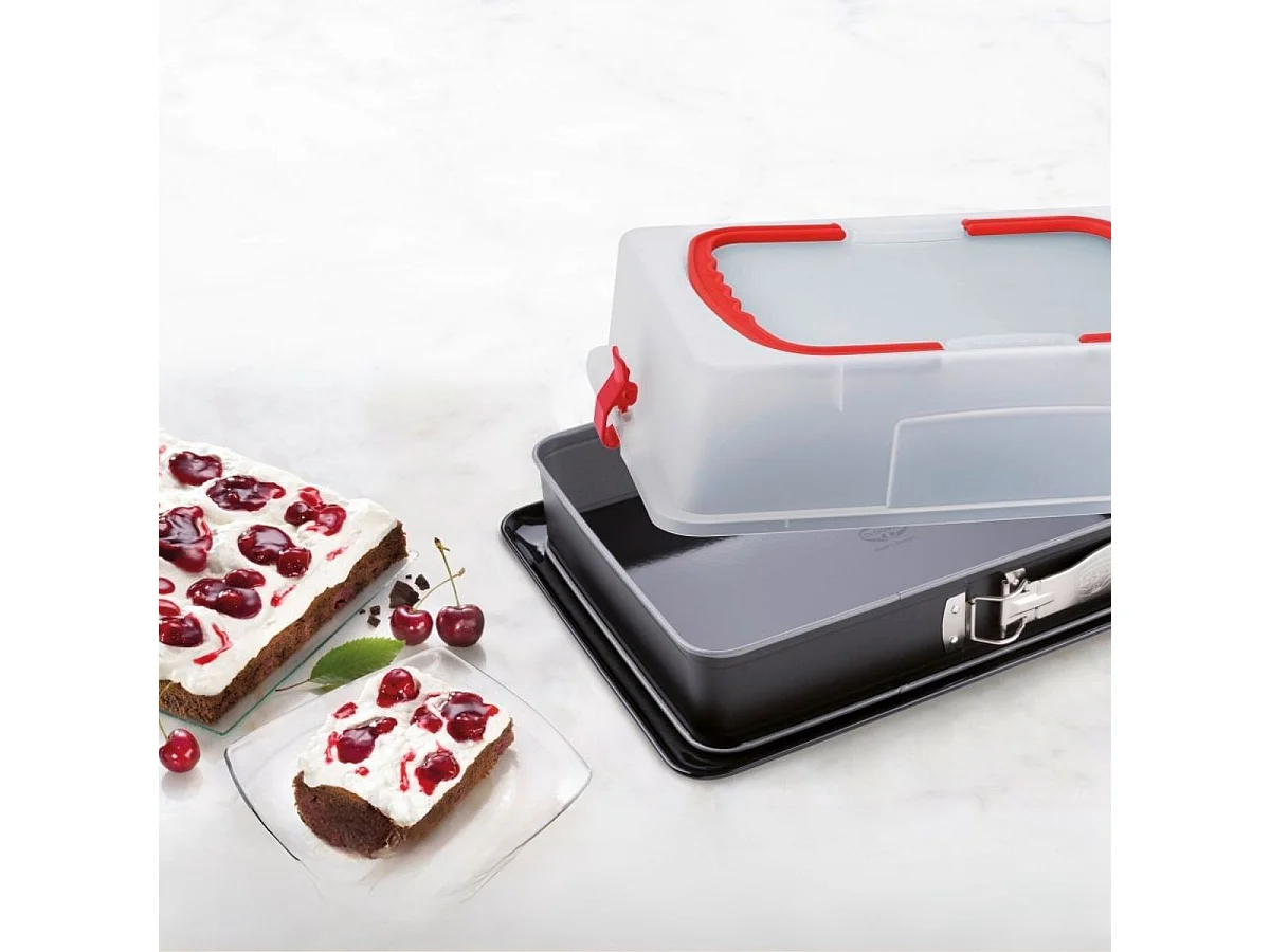 Lot de 2 moules à charnière rectangulaires avec couvercle de transport 42 x 29 cm Dr. Oetker Back-Idee Kreativ