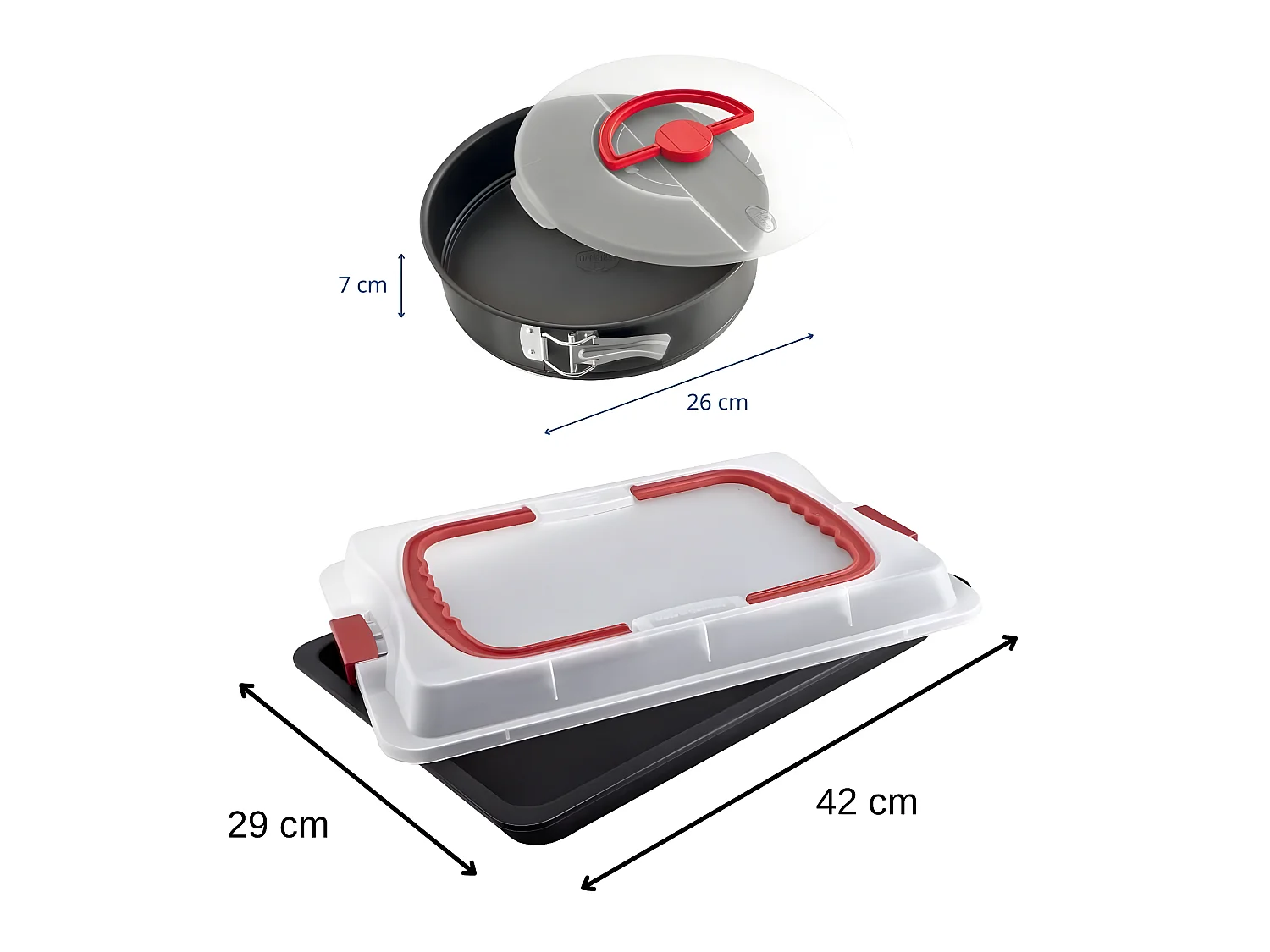 Plaque de cuisson rectangle avec couvercle et moule à manqué avec couvercle Dr. Oetker Bake and Go