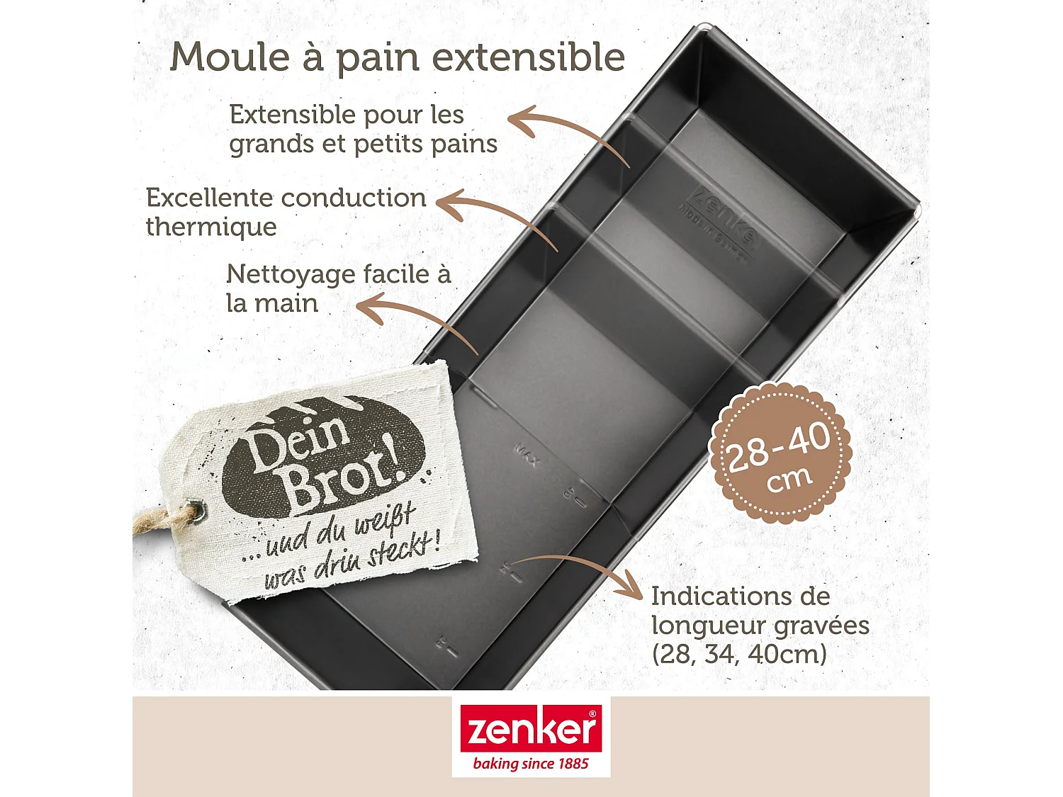 Moule à cake extensible de 28 à 40 cm Zenker Pure
