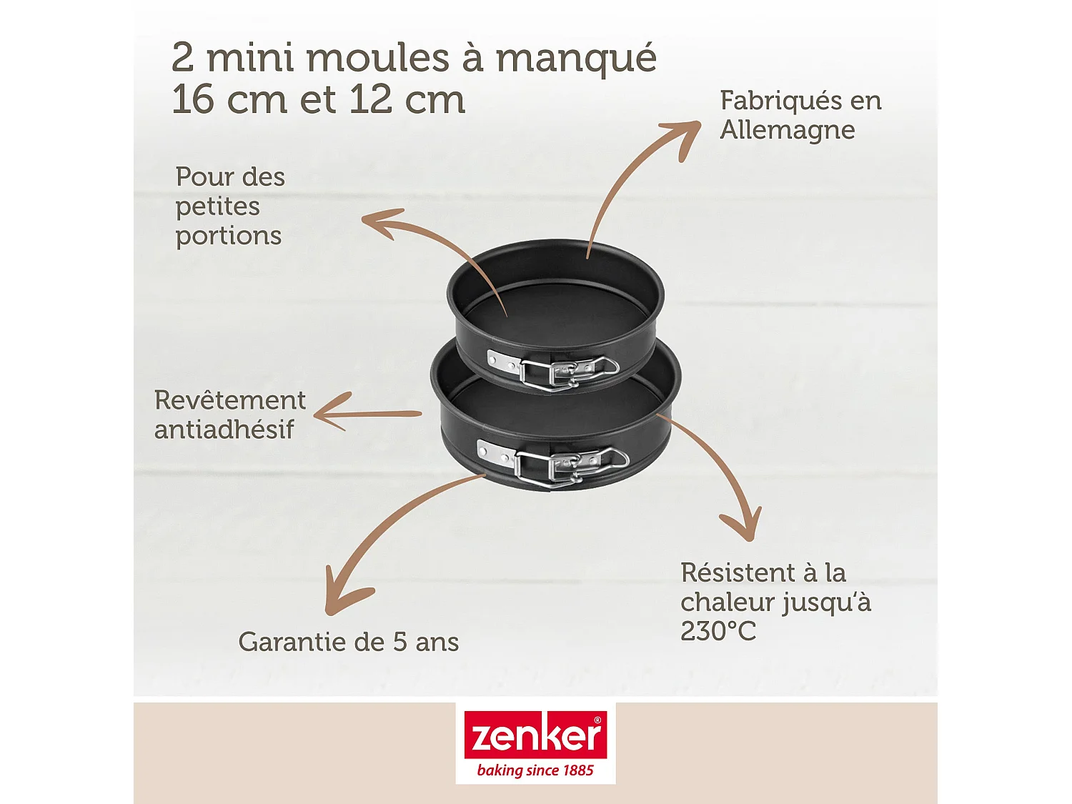 Lot de 2 mini moules à manqué à charnière de 12 cm et 16 cm Zenker Special Mini