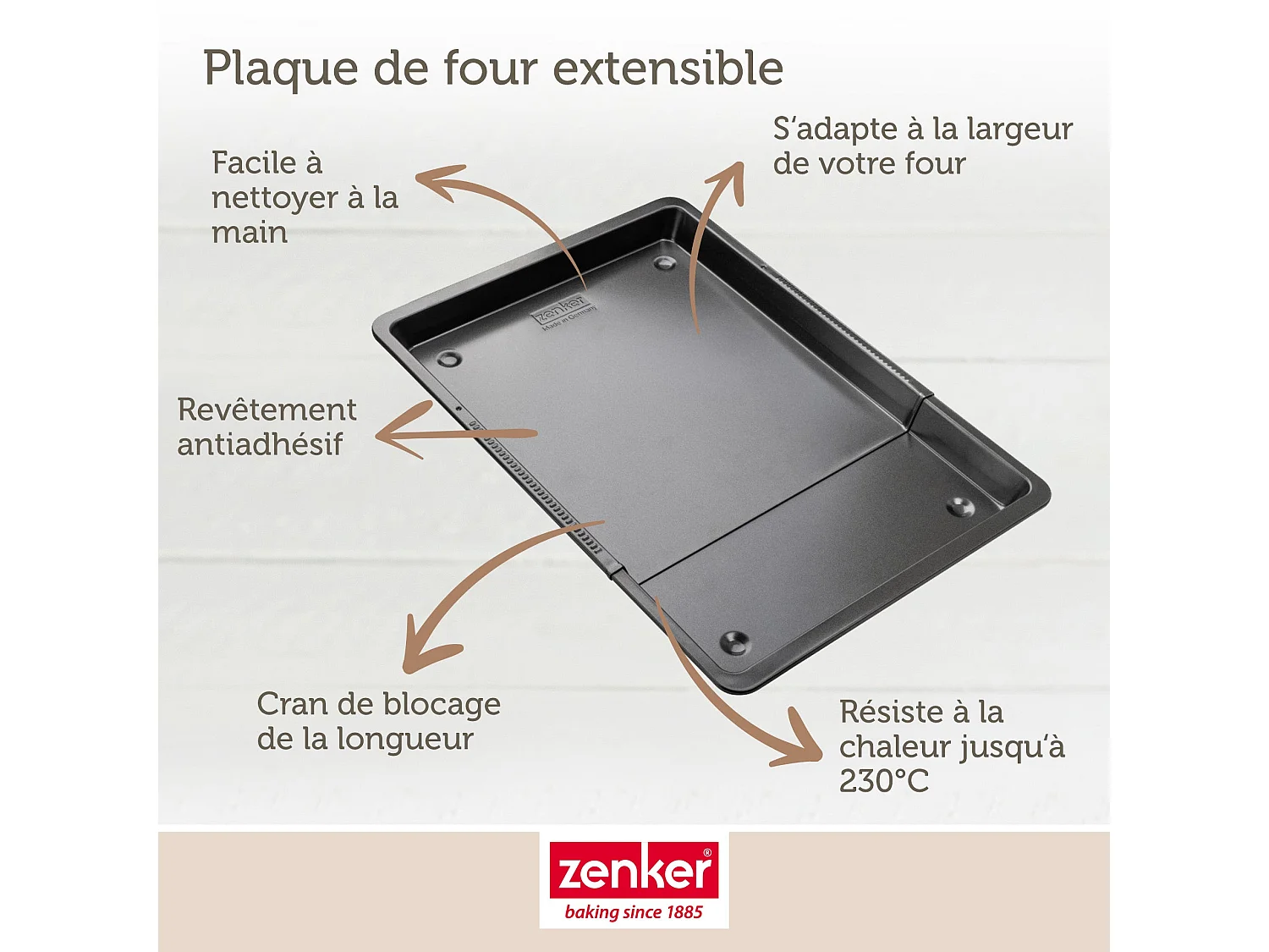 Plaque de cuisson four extensible de 37 à 52 cm Zenker Black Metallic