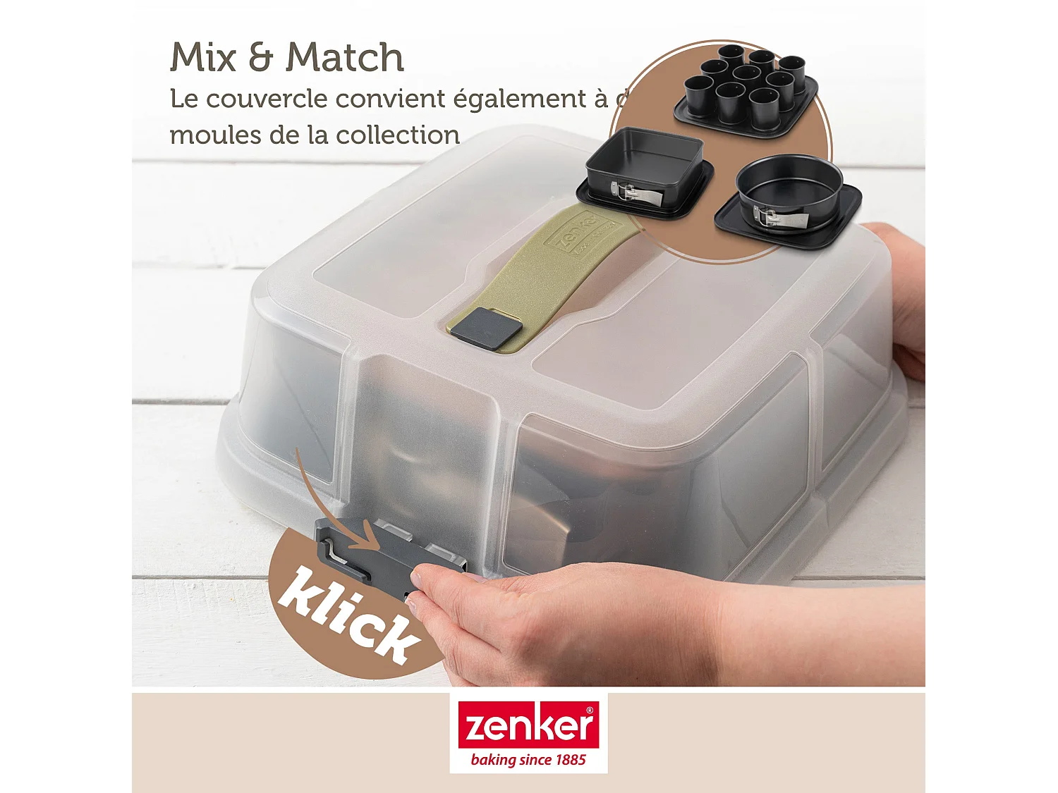 Moule à charnière carré avec couvercle 23 cm Zenker Bake Click and Go