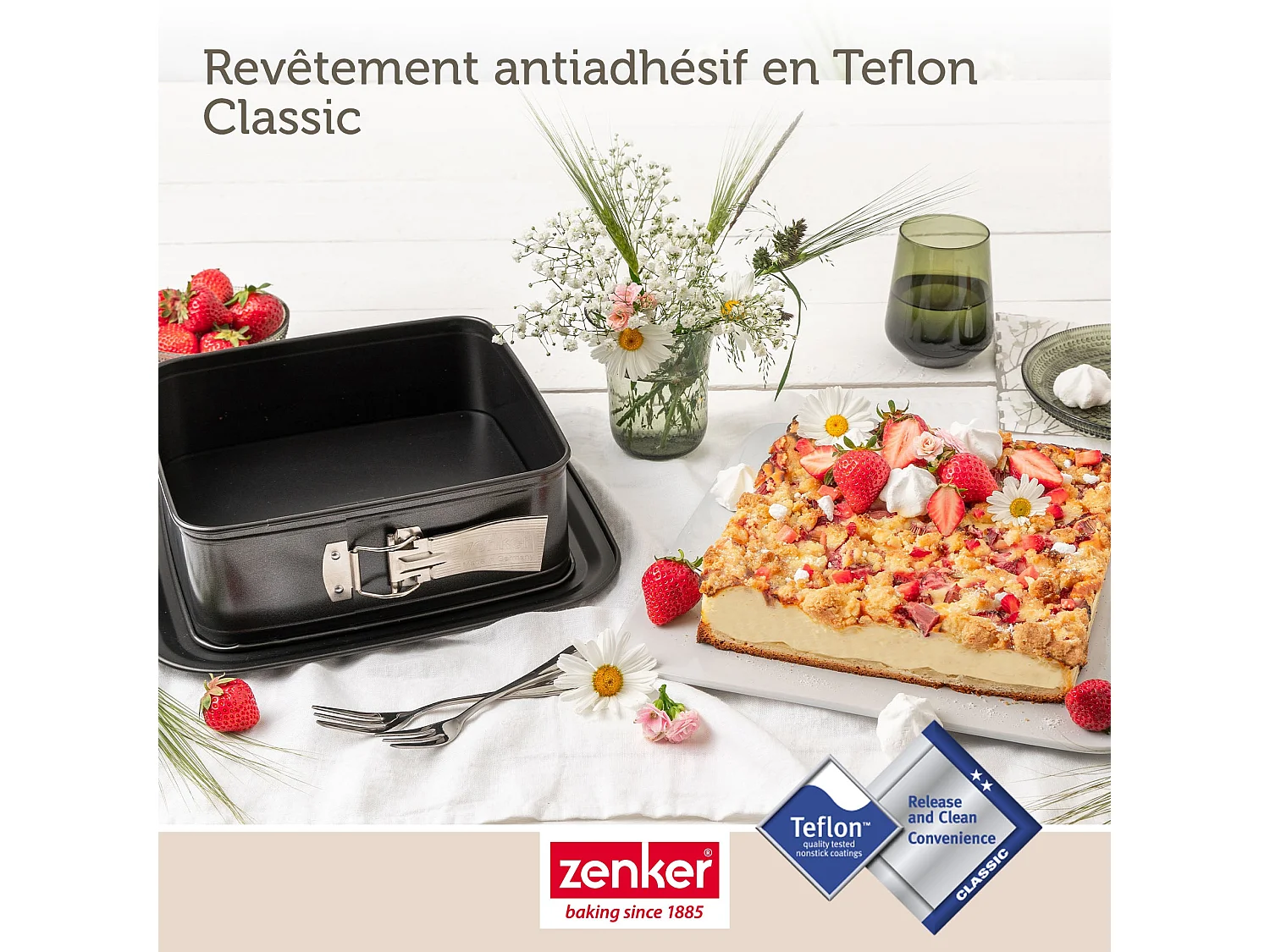 Moule à charnière carré avec couvercle 23 cm Zenker Bake Click and Go