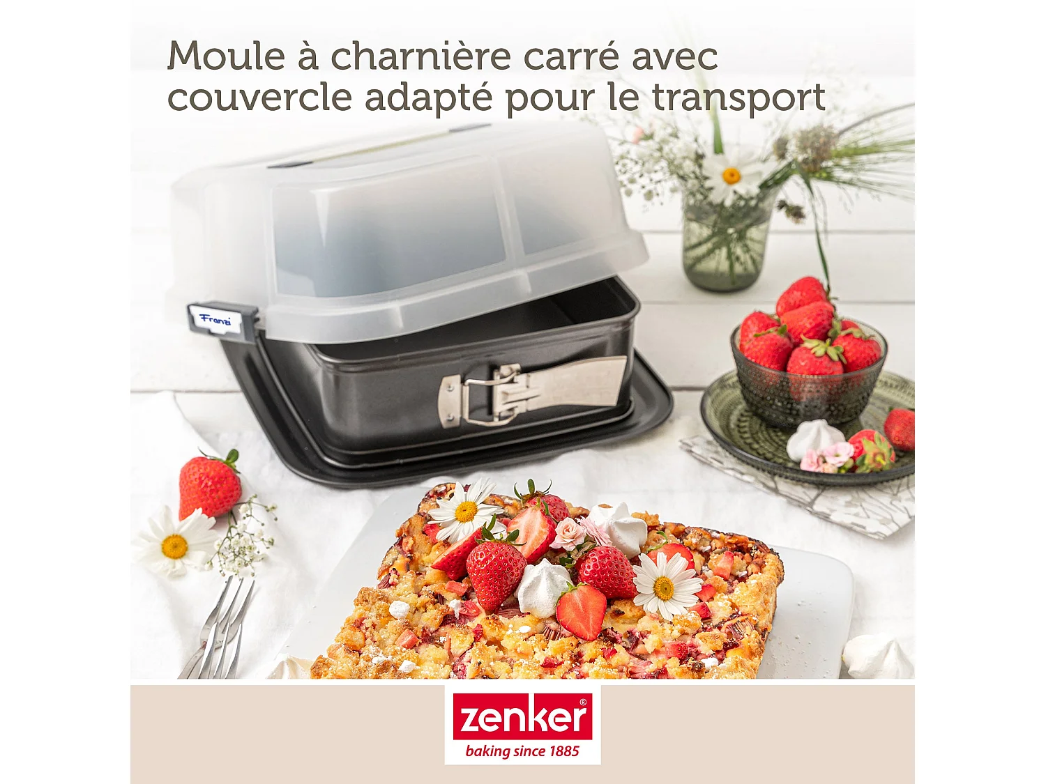 Moule à charnière carré avec couvercle 23 cm Zenker Bake Click and Go