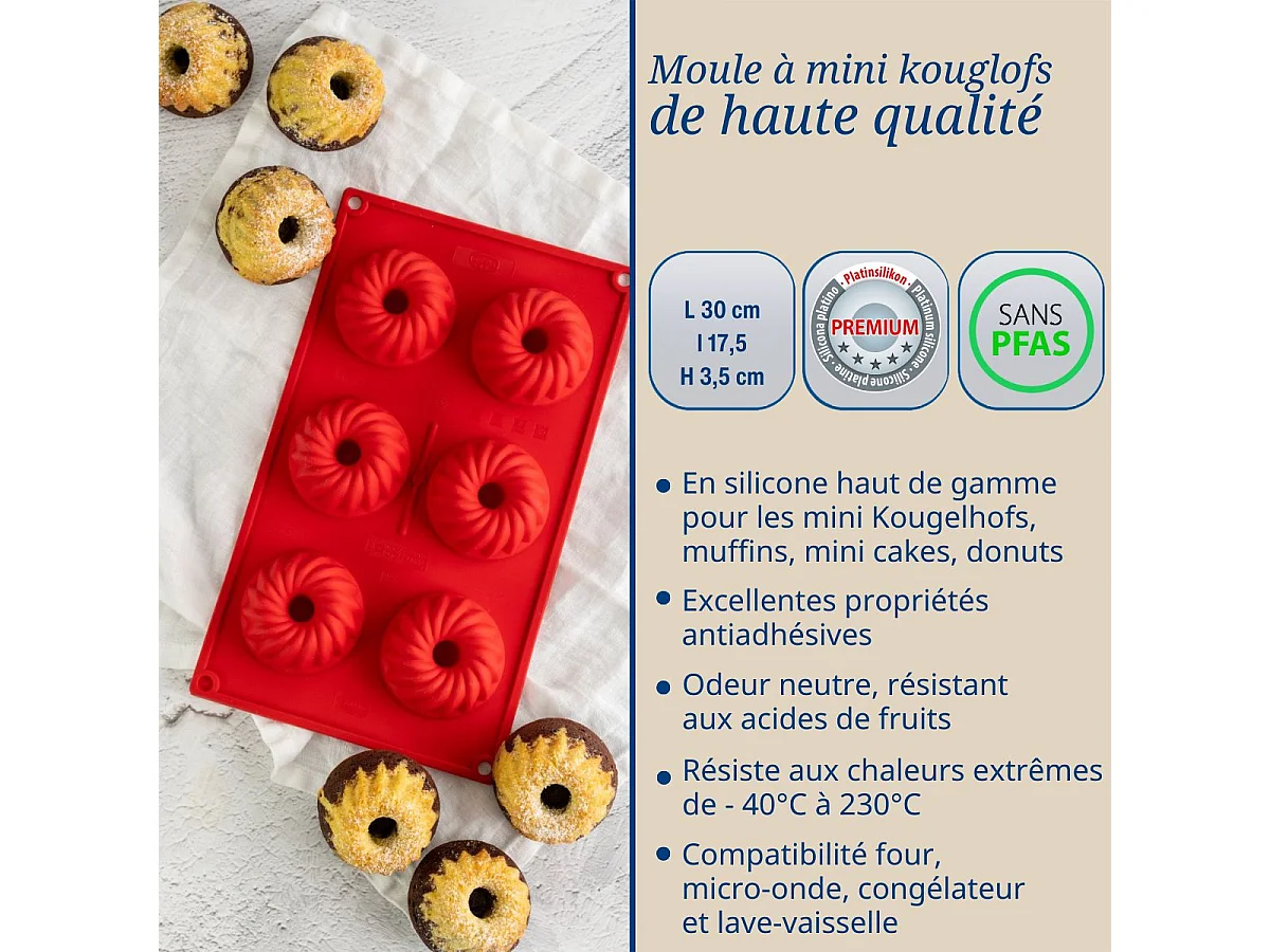 Moule à kougelhofs 6 empreintes 30 cm Dr.Oetker Flexxibel Love