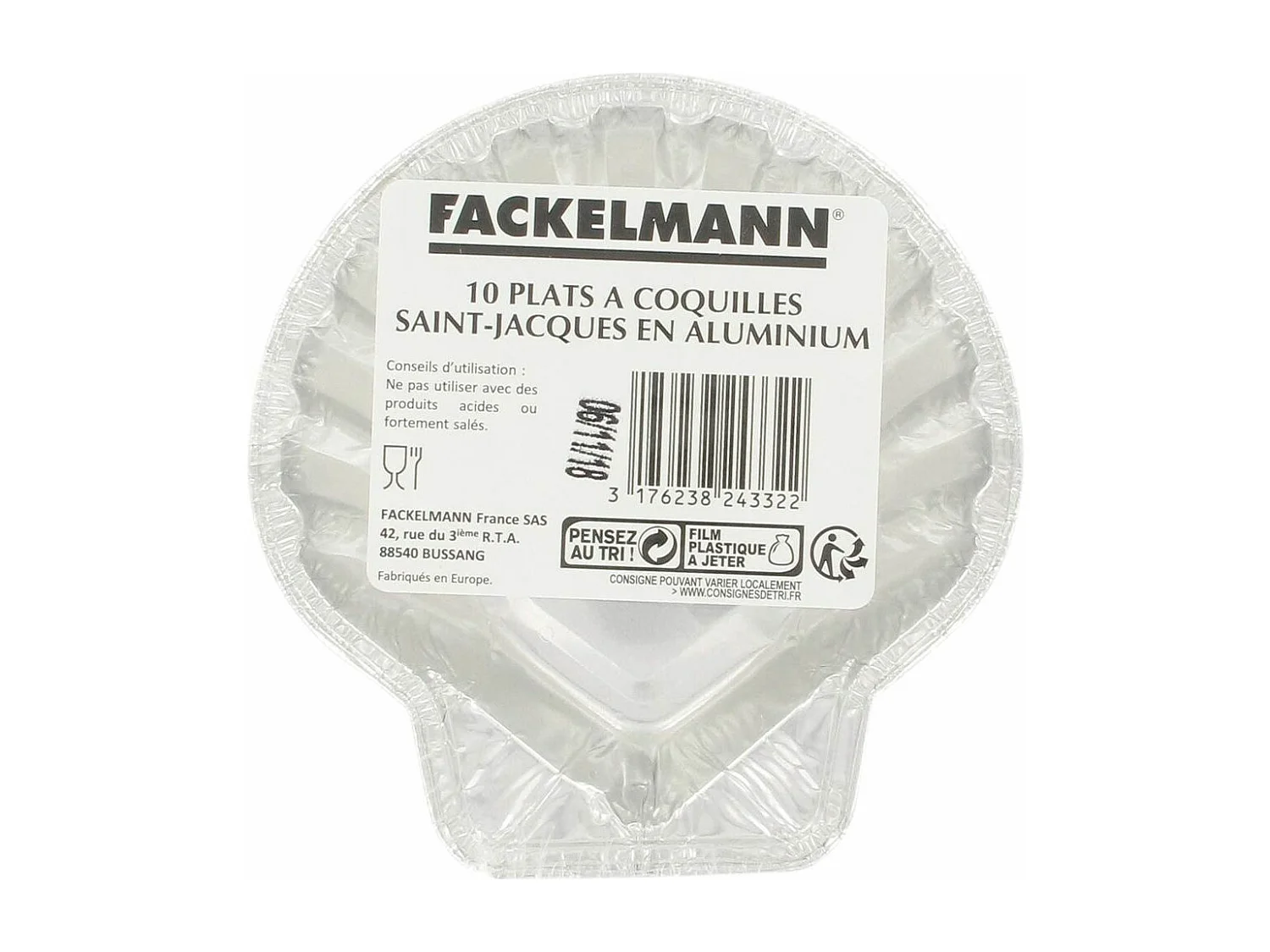 Lot de 10 plats à Saint-Jacques en aluminium  12,5 cm Fackelmann