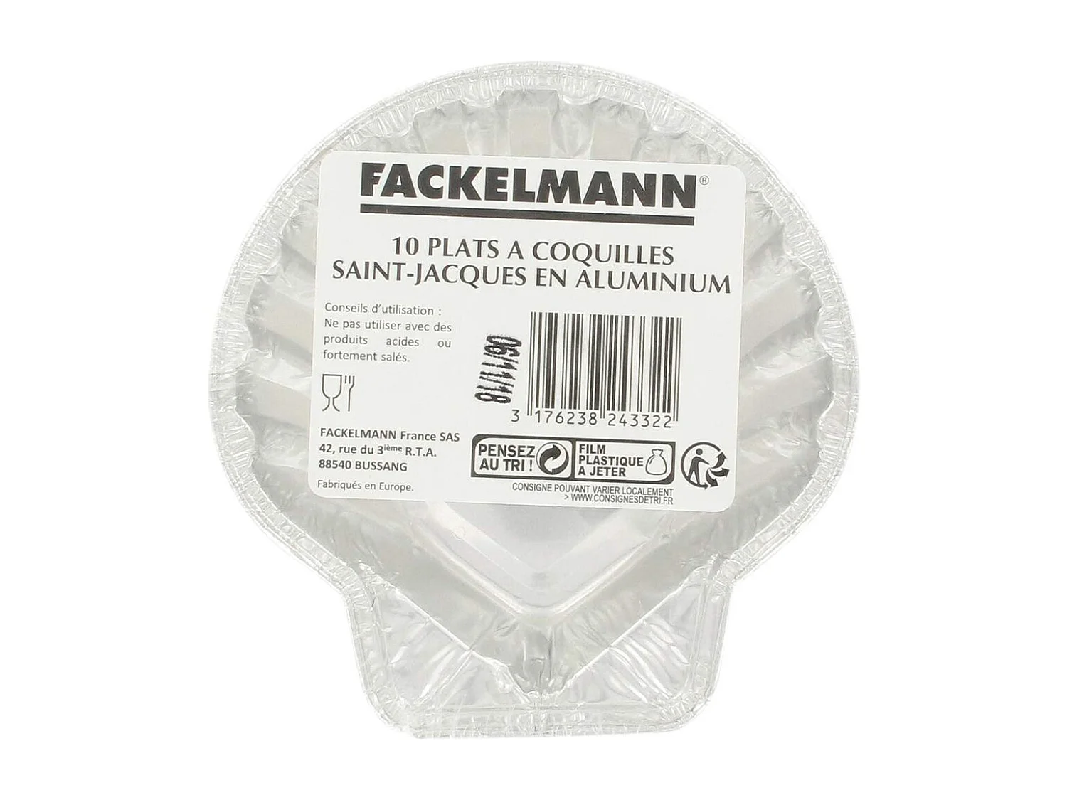 Lot de 10 plats à Saint-Jacques en aluminium  12,5 cm Fackelmann