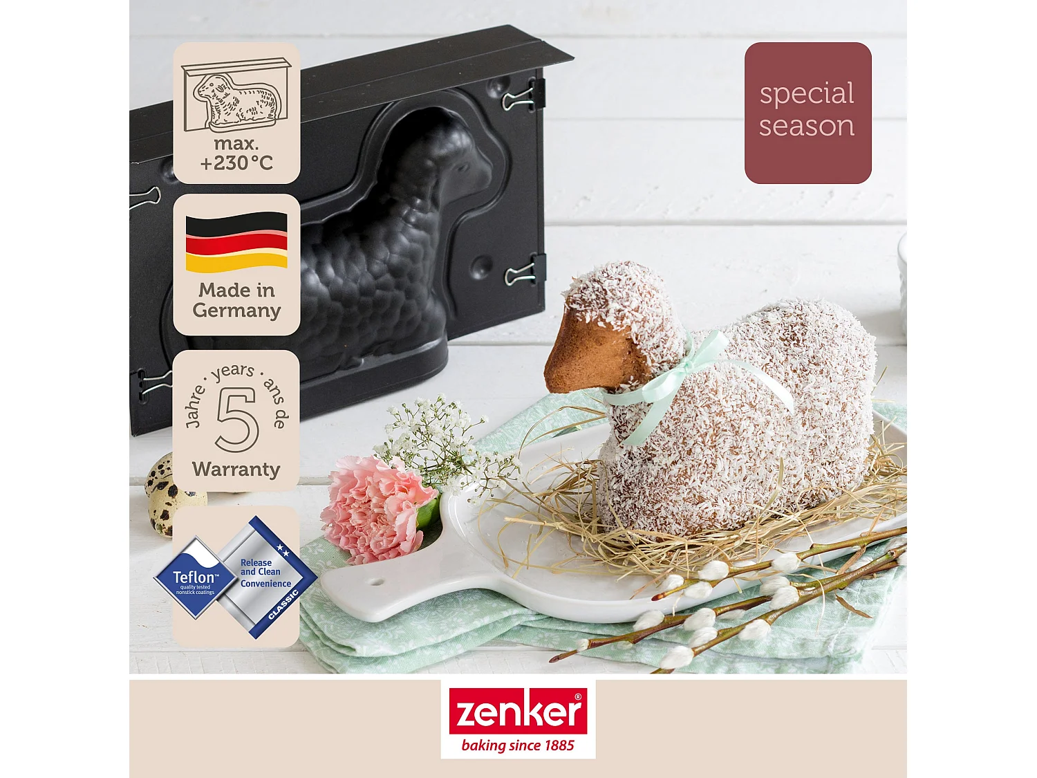 Moule agneau pascal 3D 700 ml pour Pâques Zenker Special Season