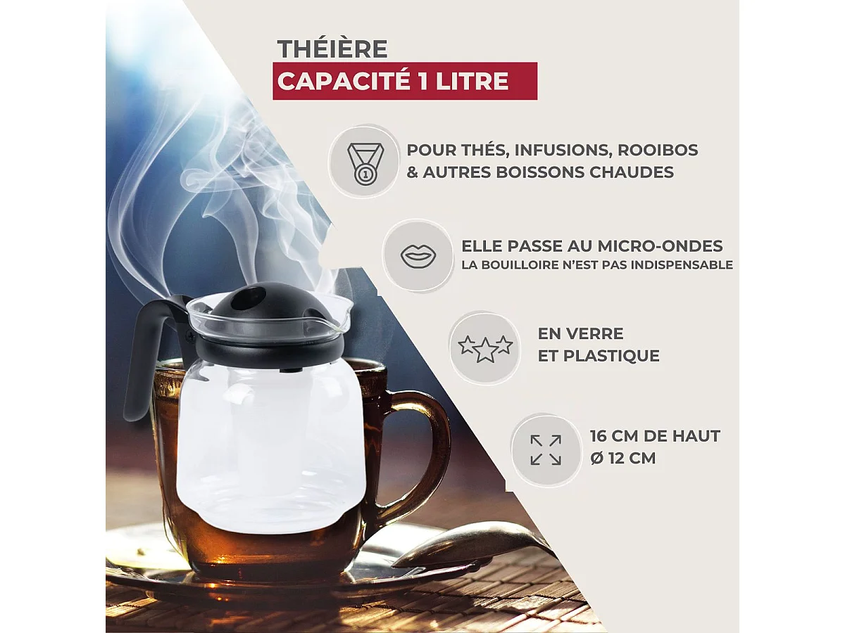 Théière micro-ondable d'un litre Fackelmann