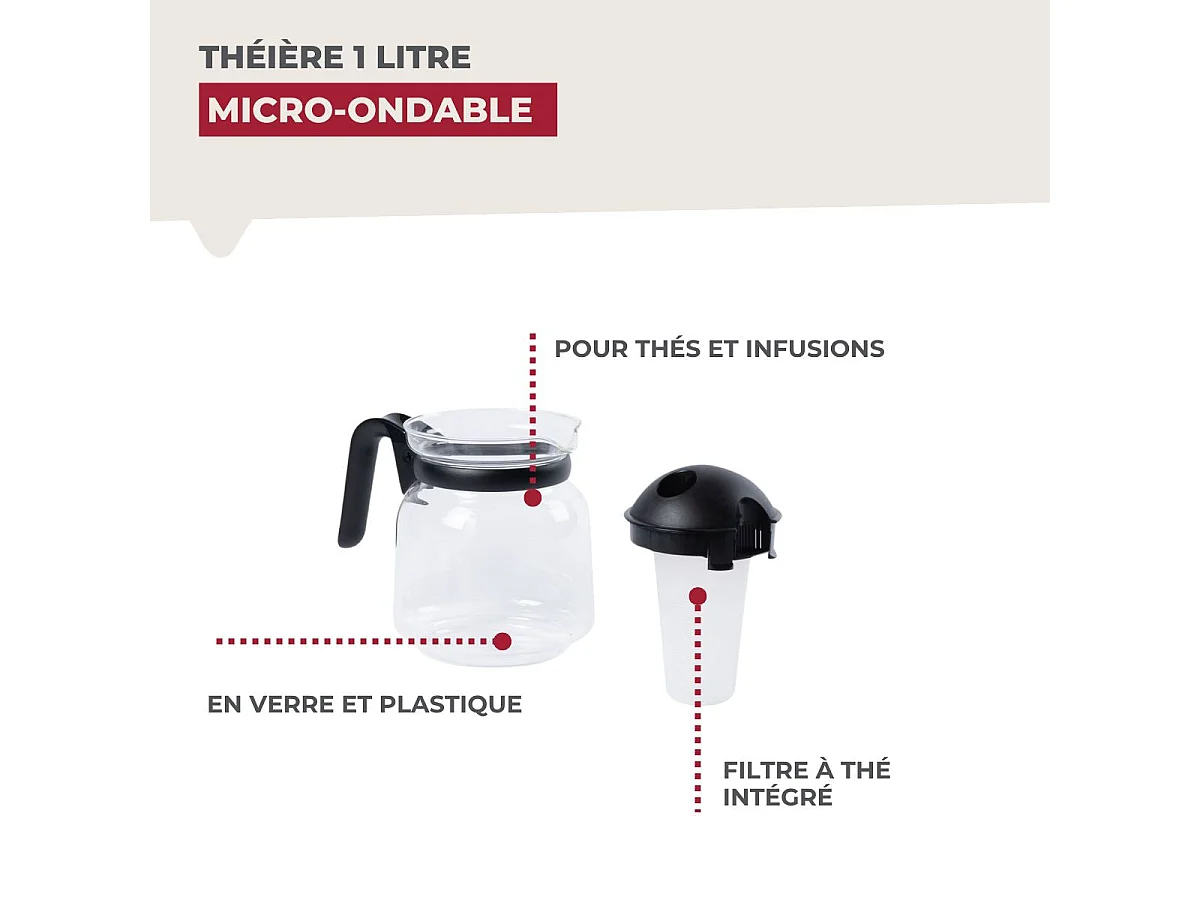 Théière micro-ondable d'un litre Fackelmann