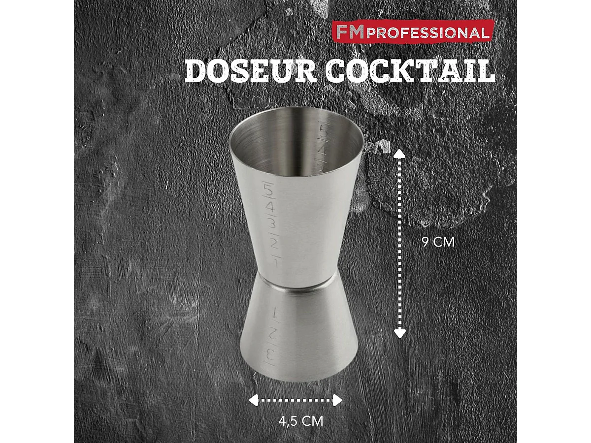Doseur alcool pour cocktail 5 cl et 3 cl en inox FM Professional Boissons