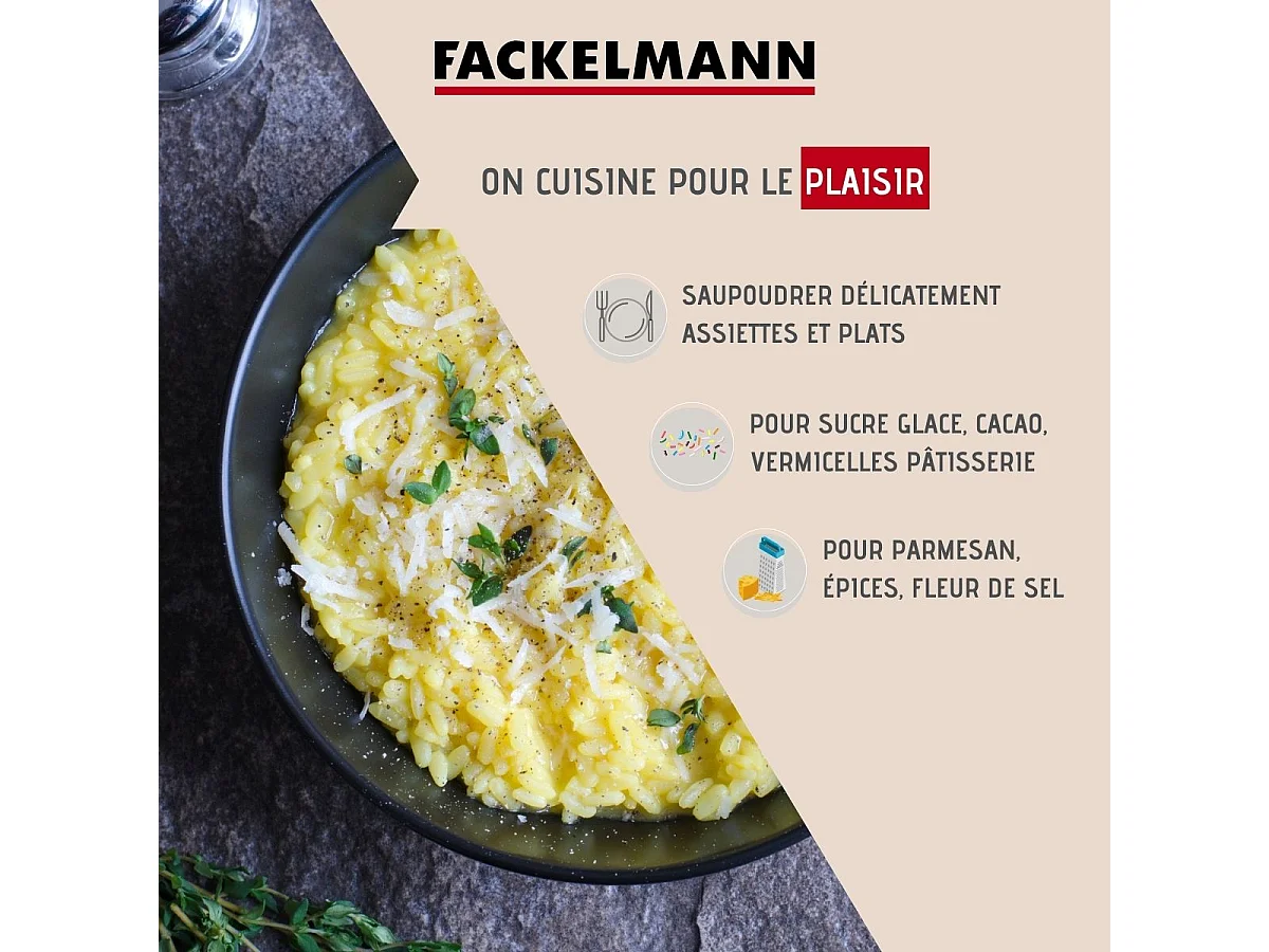 Saupoudreuse à sucre glace et cacao en acier inoxydable avec couvercle 13 cm Fackelmann Divers