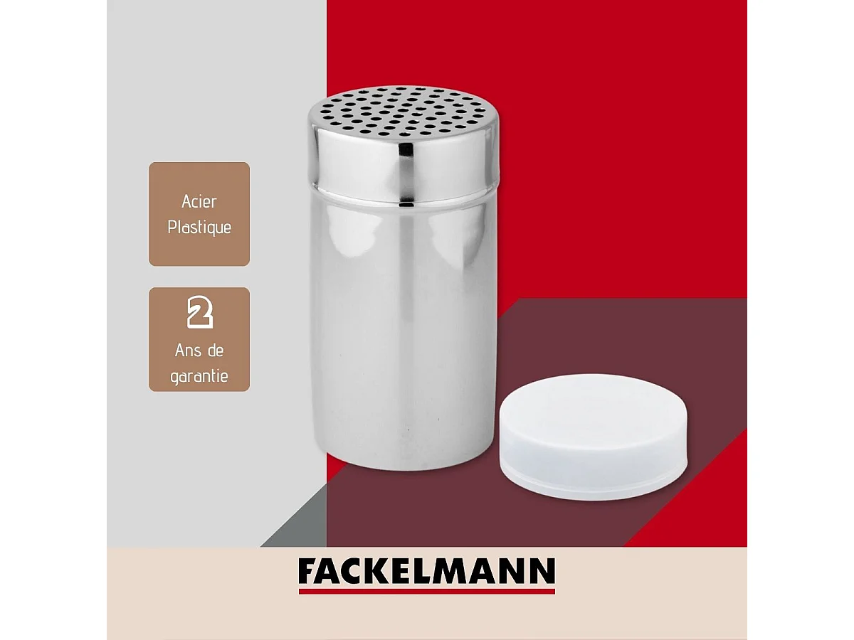 Saupoudreuse à sucre glace et cacao en acier inoxydable avec couvercle 13 cm Fackelmann Divers