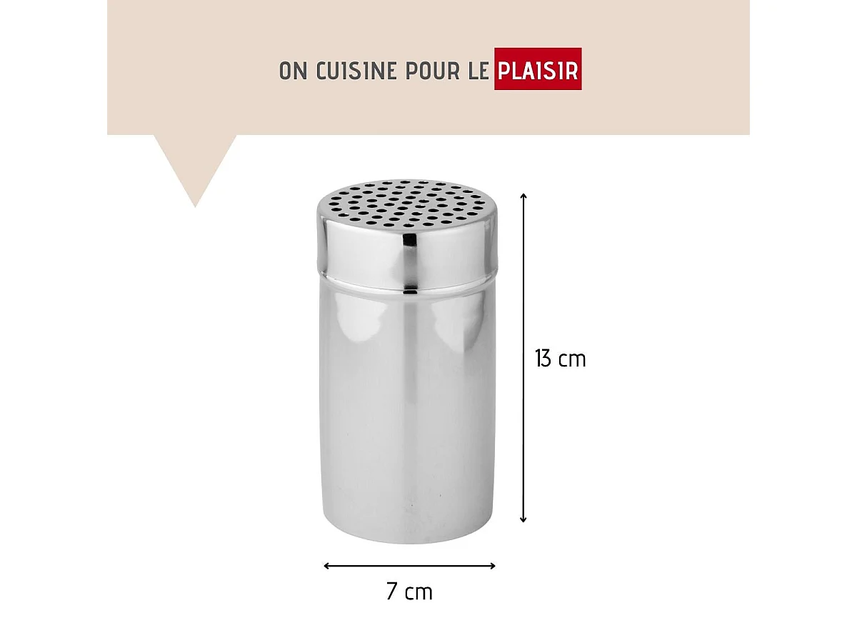 Saupoudreuse à sucre glace et cacao en acier inoxydable avec couvercle 13 cm Fackelmann Divers