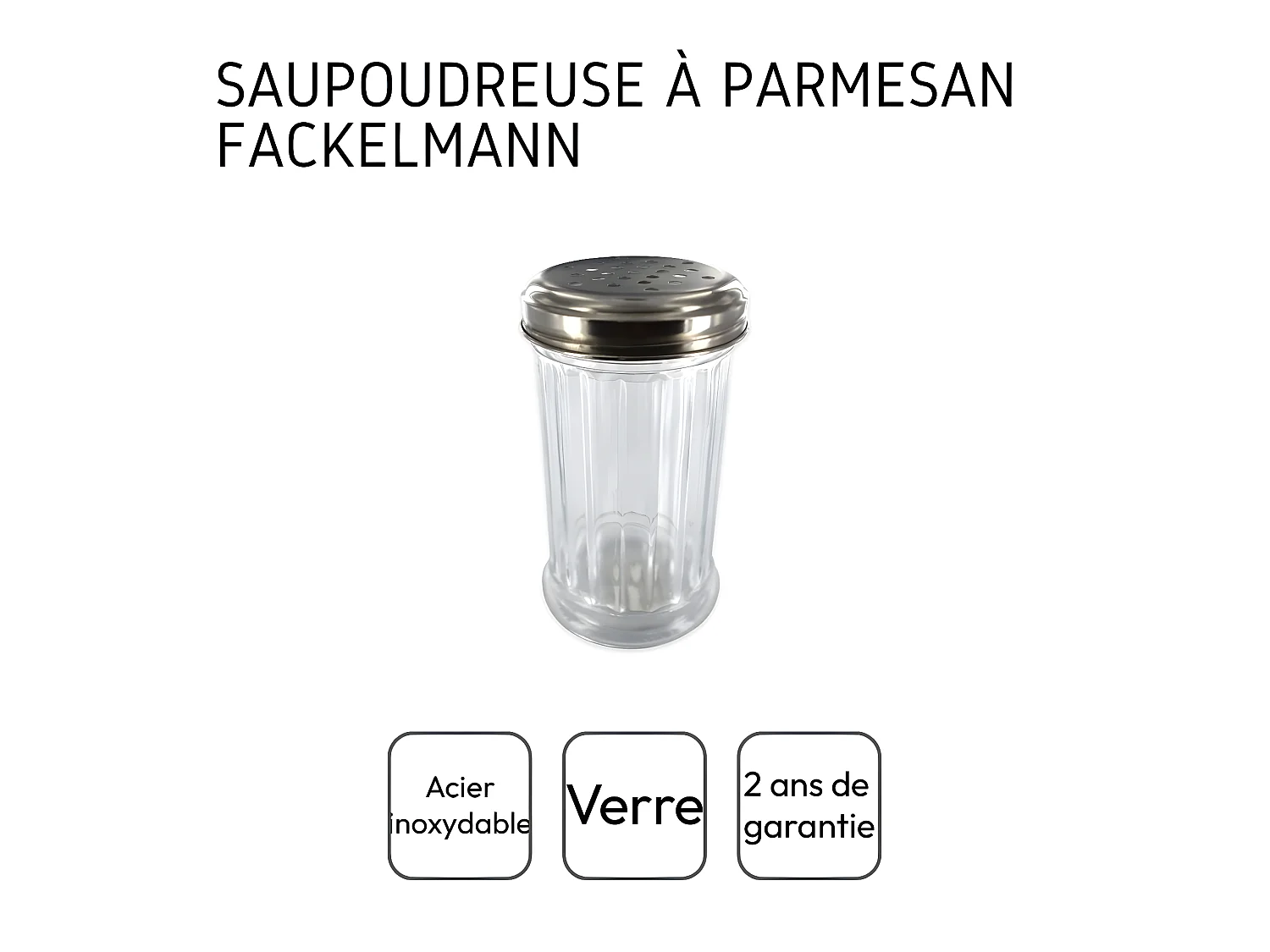 Saupoudreuse à parmesan et sucre glace en verre 13 cm Fackelmann
