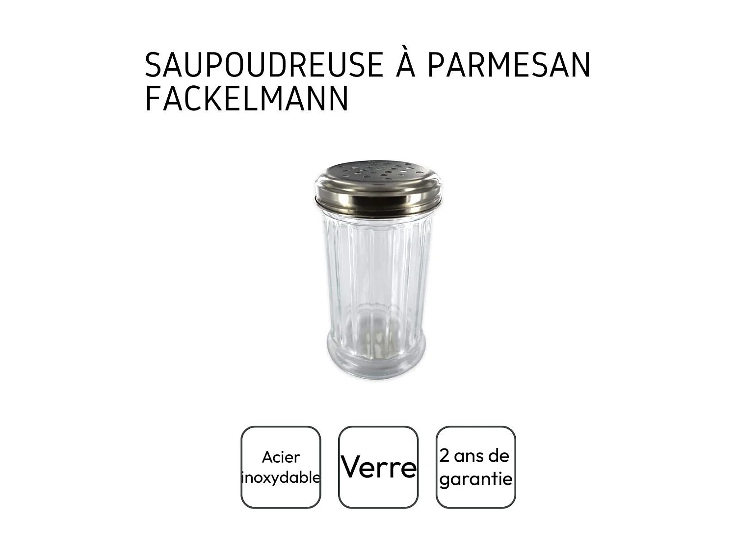Saupoudreuse à parmesan et sucre glace en verre 13 cm Fackelmann