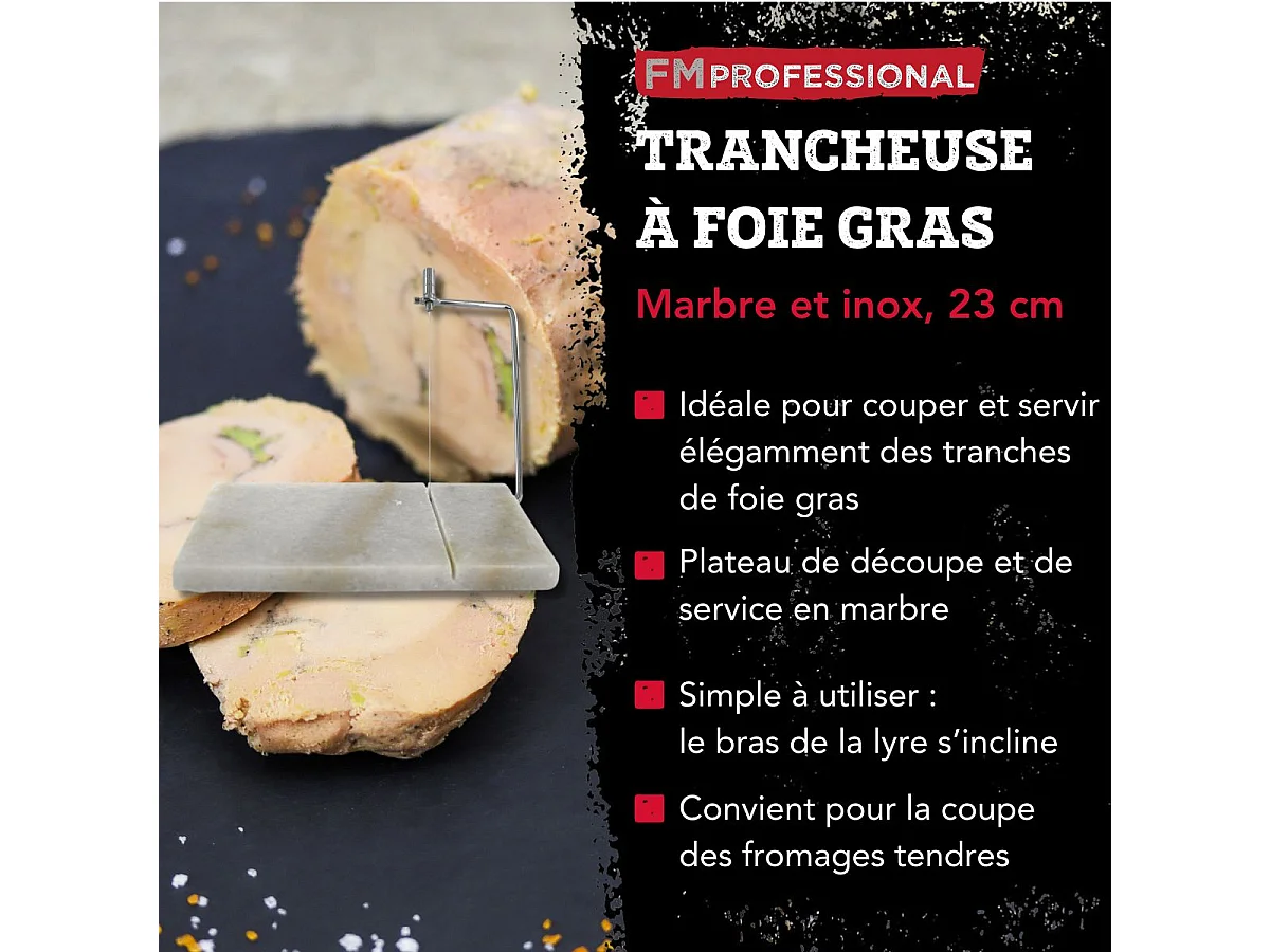 Coupe et présentation foie gras en marbre 23 x 15 cm FM Professional