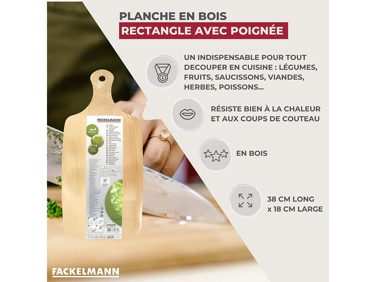 Planche à découper en bois 38 x 18 cm Fackelmann Wood Edition