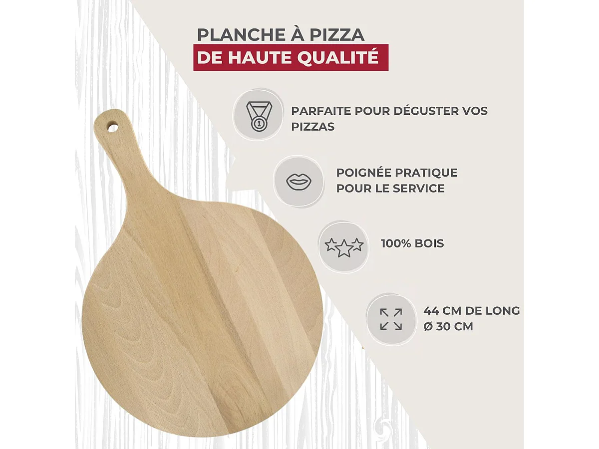 Planche à pizza et tarte flambée en bois 30 cm Fackelmann Wood Edition
