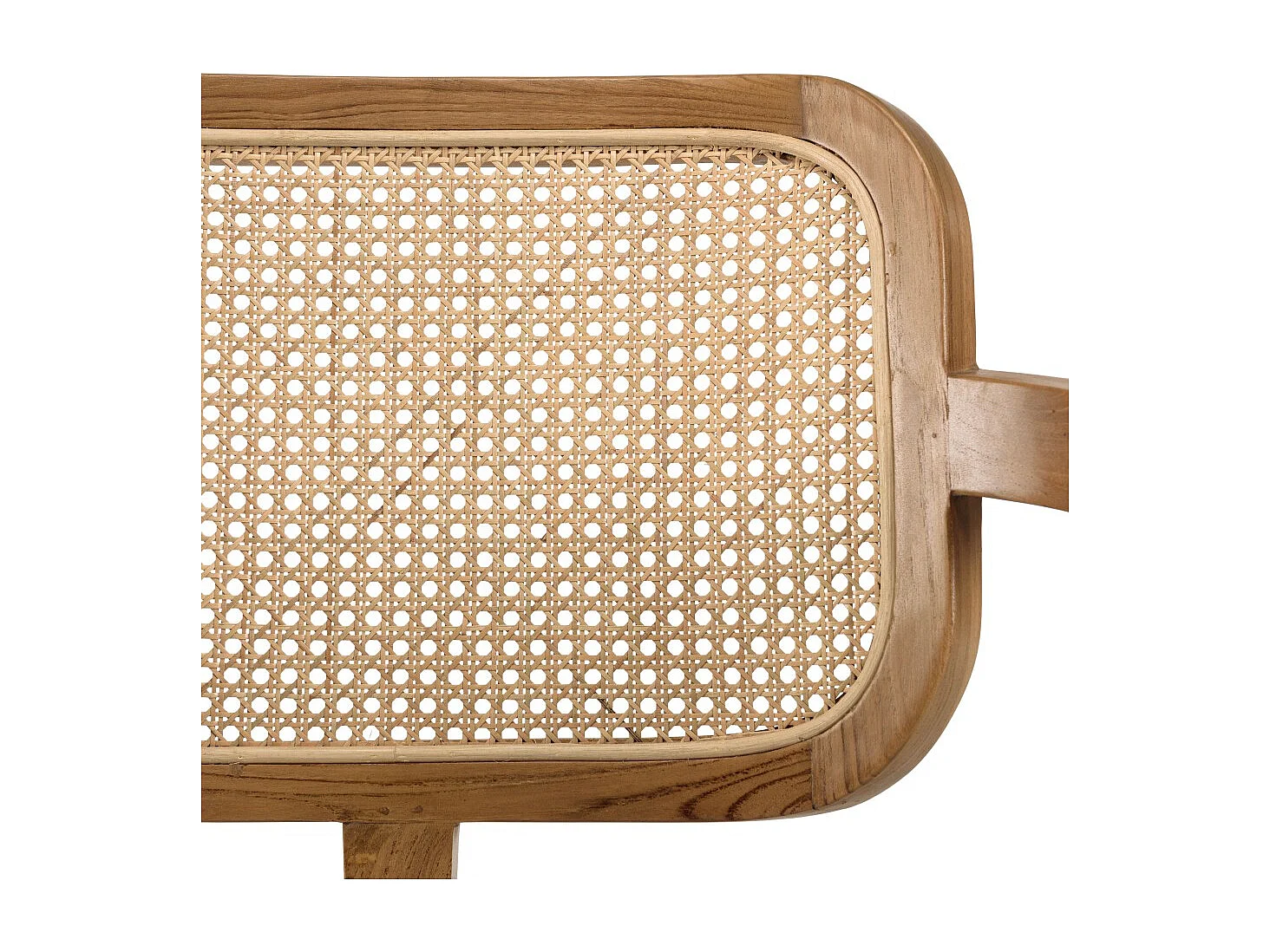 WILL - Fauteuil en bois de teck dossier en cannage coussin gris