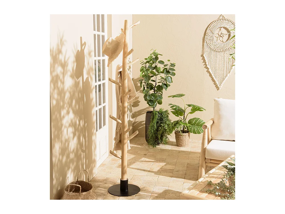 WILL - Porte-manteau multibranches en teck naturel