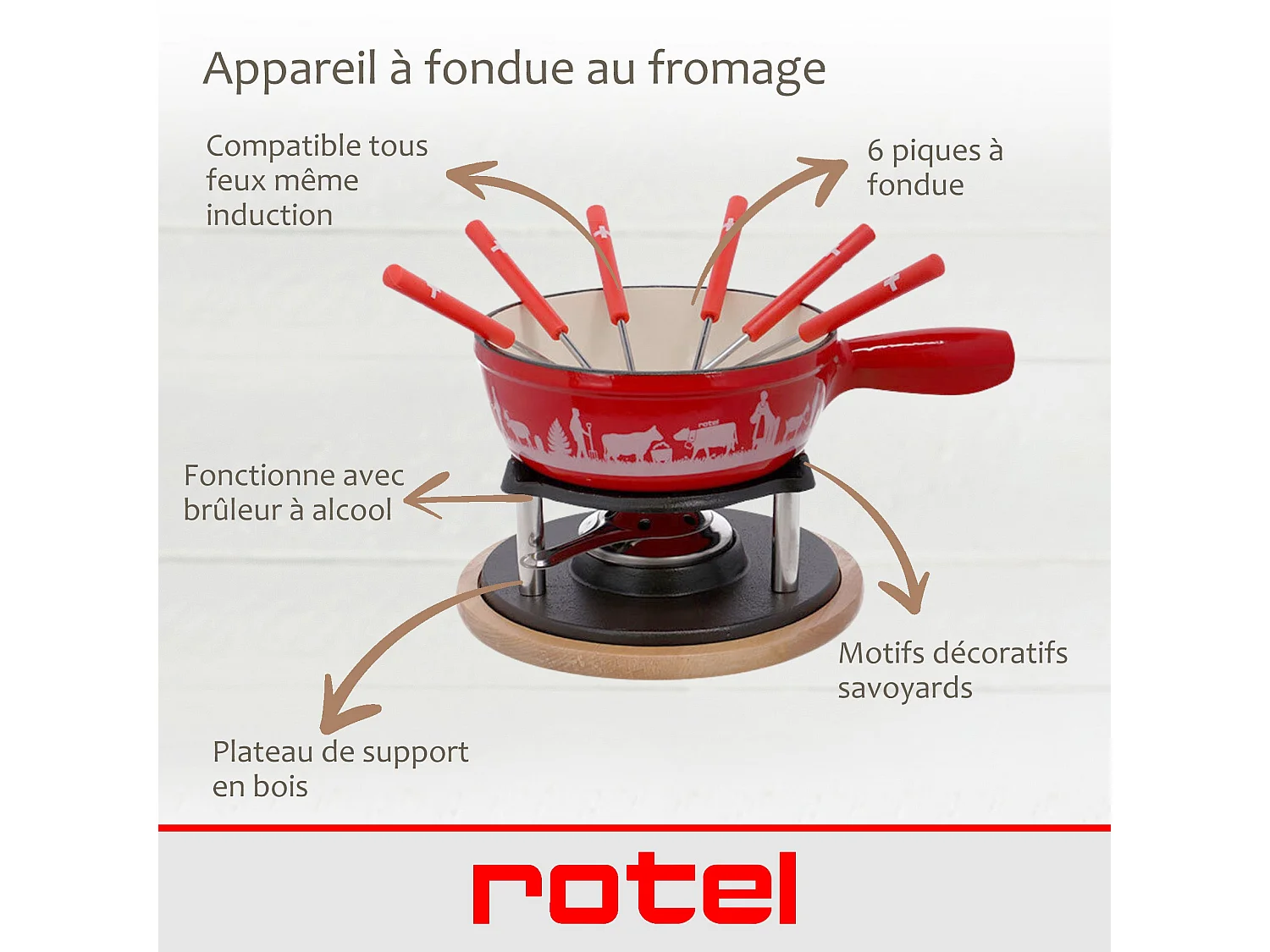 Service à fondue au fromage 6 personnes Rotel Swiss Tradition