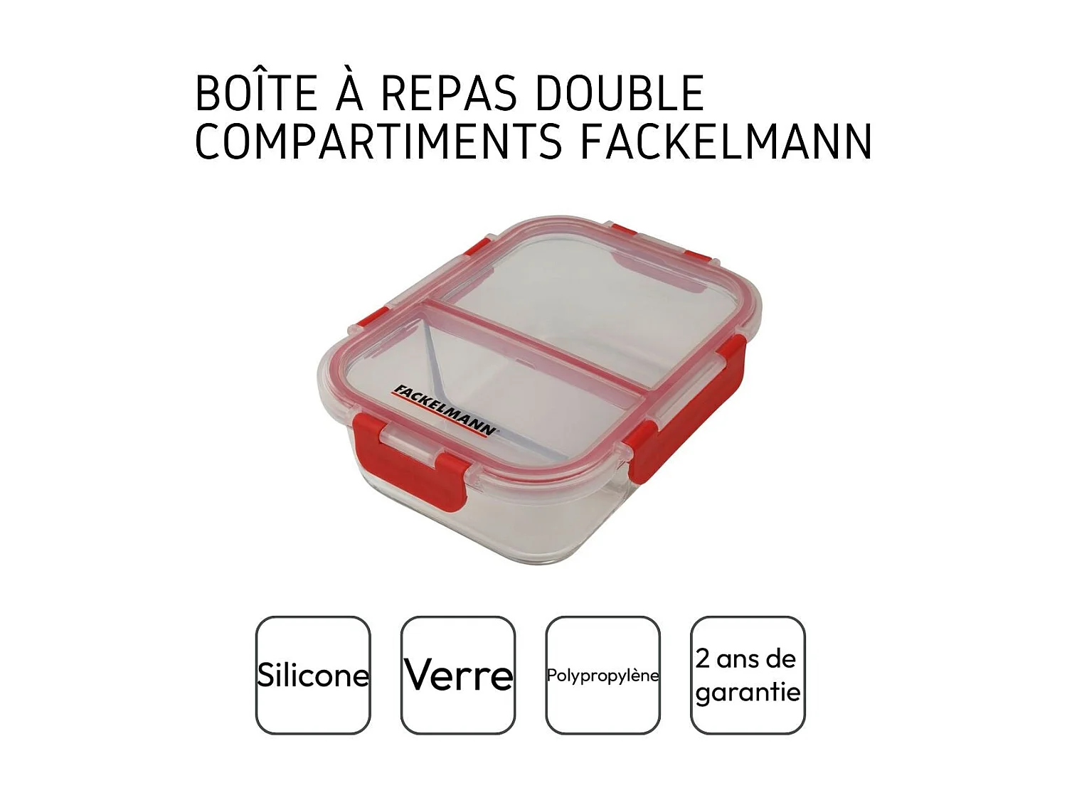 Boîte à repas en verre avec deux compartiments 1000 ml Fackelmann Move