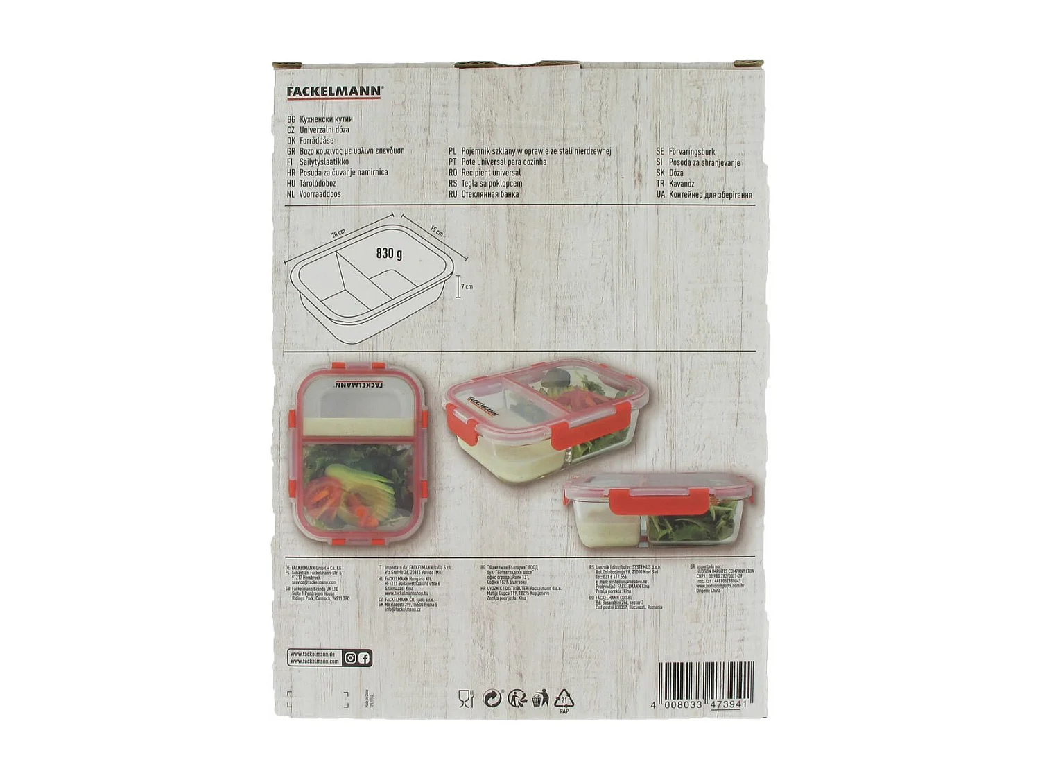 Boîte à repas en verre avec deux compartiments 1000 ml Fackelmann Move