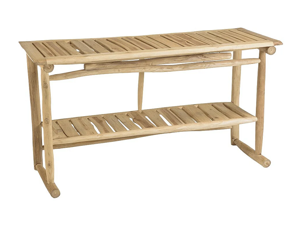 WILL - Console double plateau en branches de bois de teck naturel