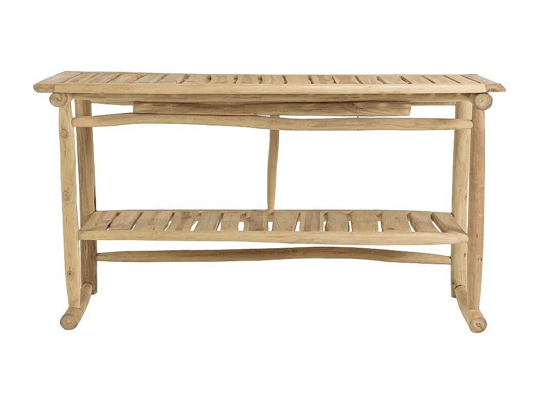 WILL - Console double plateau en branches de bois de teck naturel