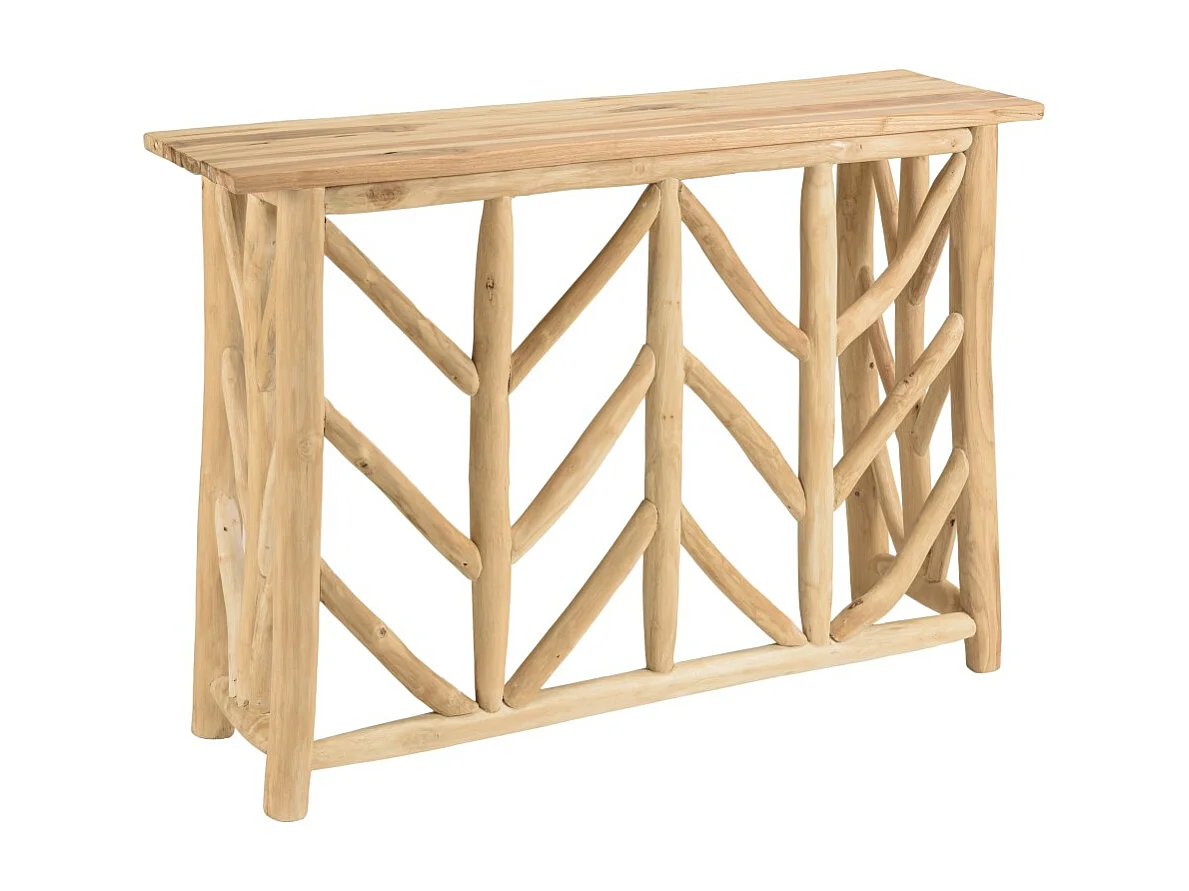 WILL - Console en bois de teck naturel piètement ajouré