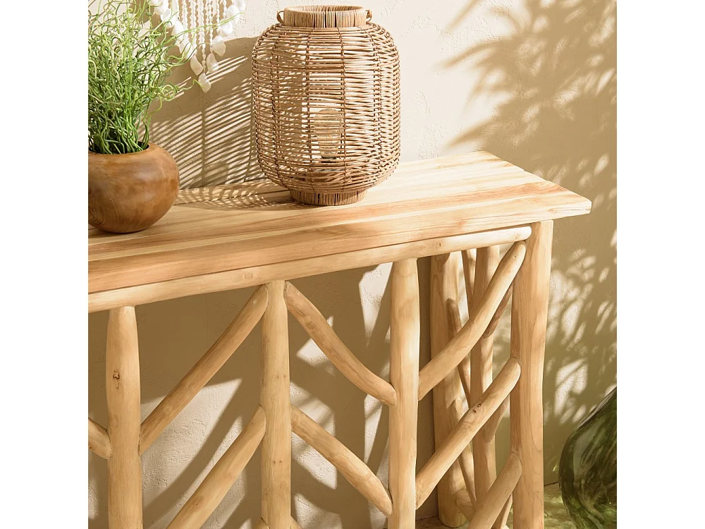 WILL - Console en bois de teck naturel piètement ajouré