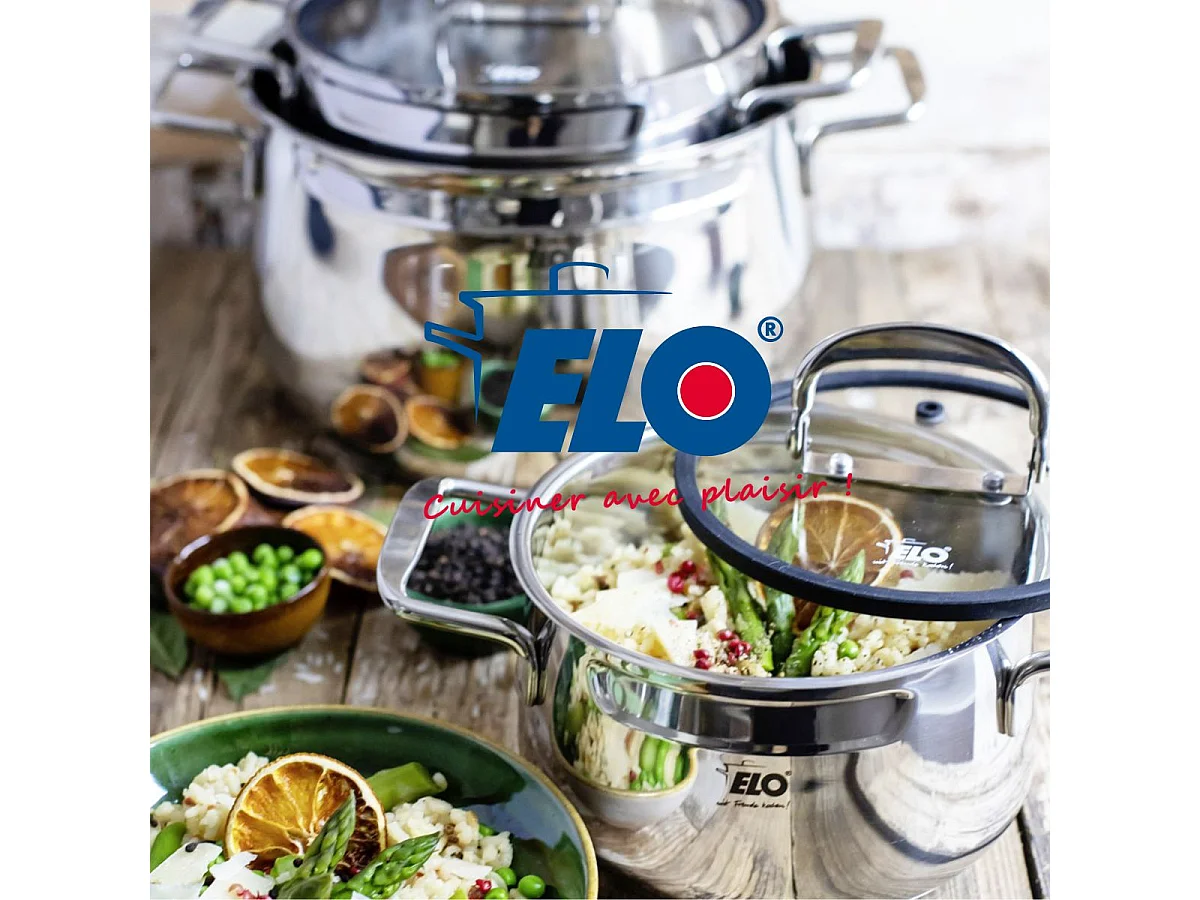 Lot de 3 poêles inox de 24 cm 28 cm et 32 cm Elo Profi Therm