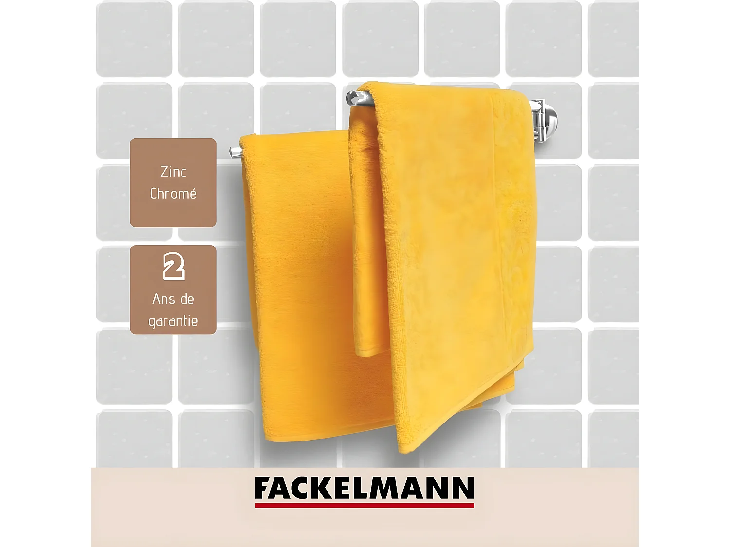 Porte serviette double gris chrome Fackelmann Vision