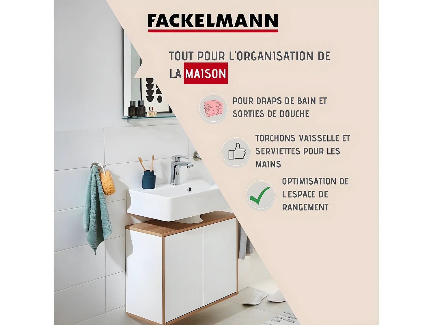 Porte serviette de salle de bain à double crochet gris chromé Fackelmann Vision