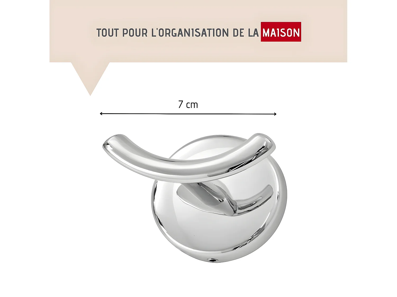 Porte serviette de salle de bain à double crochet gris chromé Fackelmann Vision