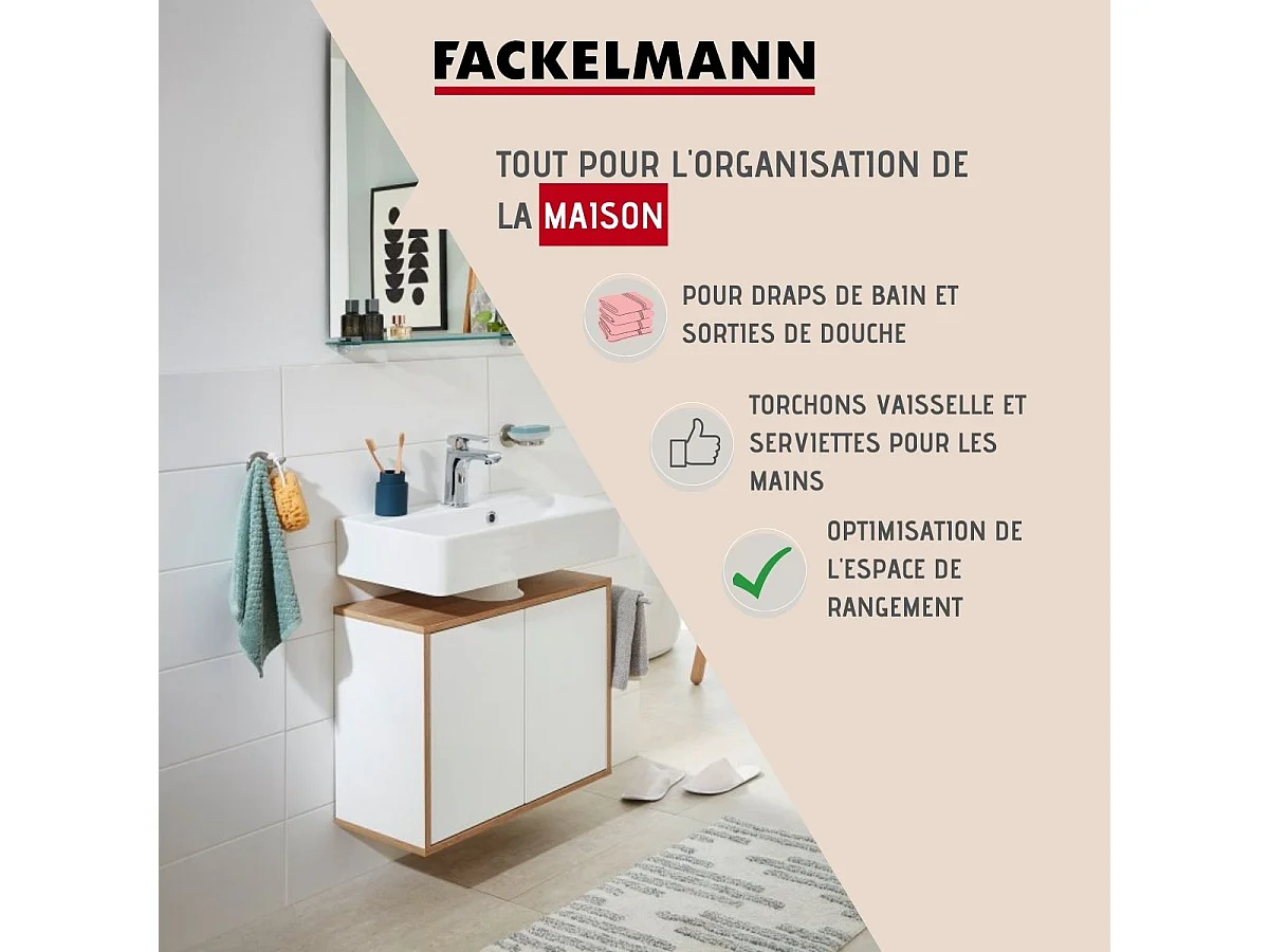 Porte serviette mural double crochet gris chromé Fackelmann Mare